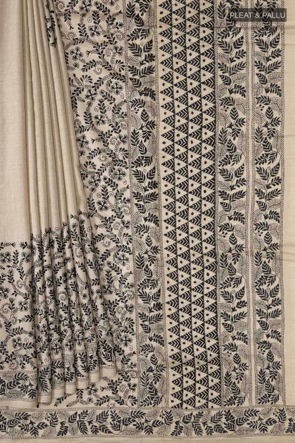 Beige Bhagalpuri Tussar Silk Saree
