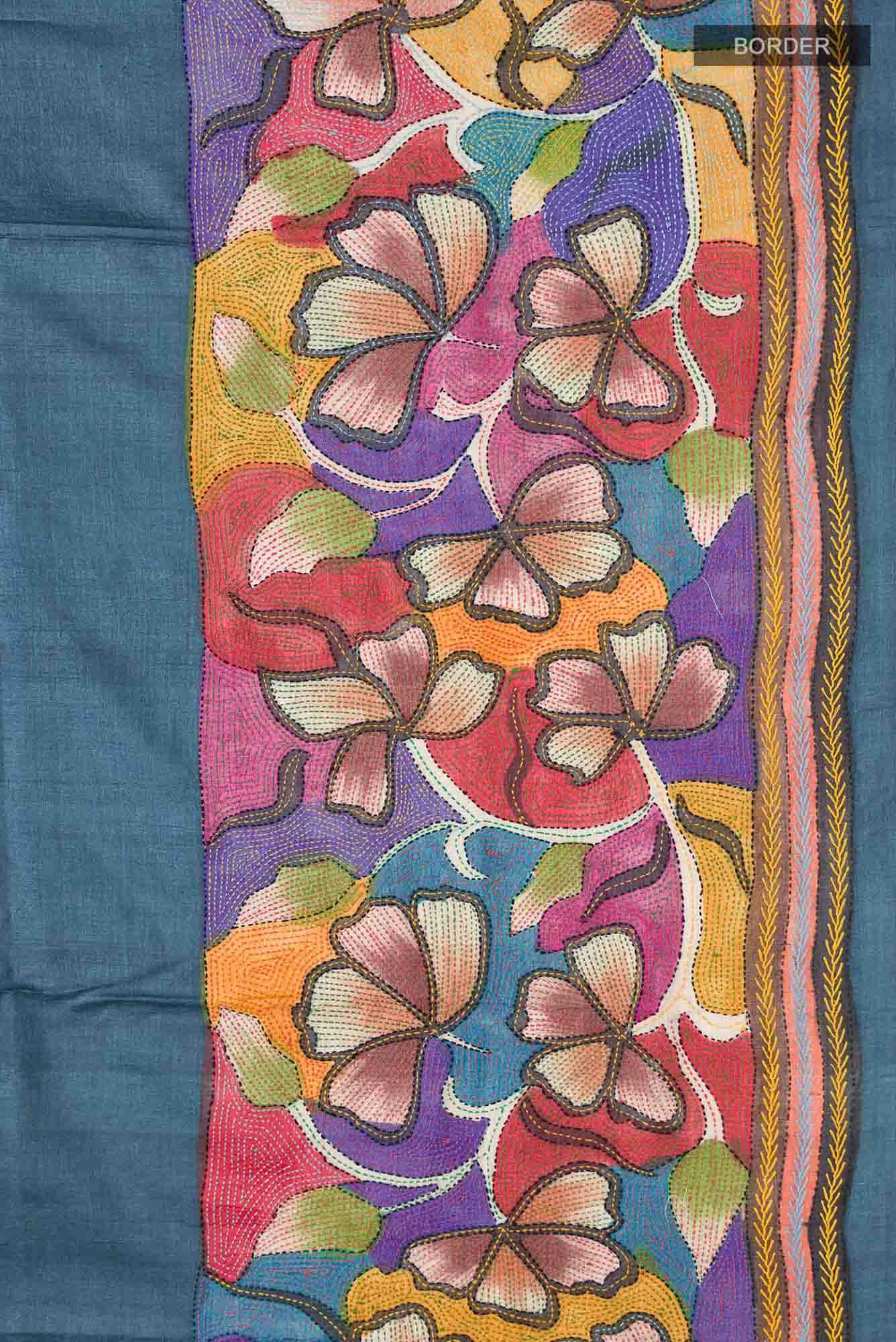 Blue Bhagalpuri Tussar Silk Saree
