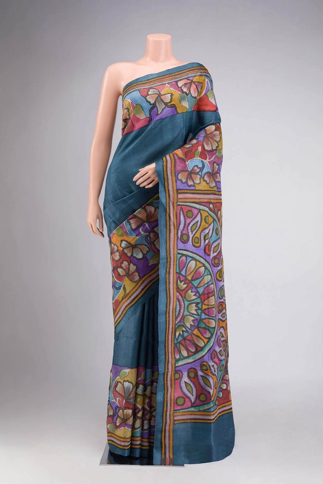 Blue Bhagalpuri Tussar Silk Saree