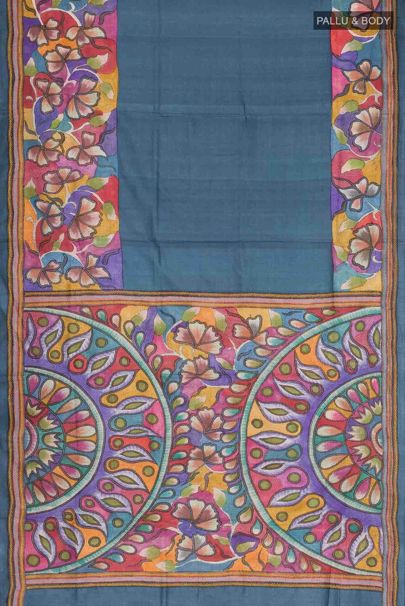 Blue Bhagalpuri Tussar Silk Saree
