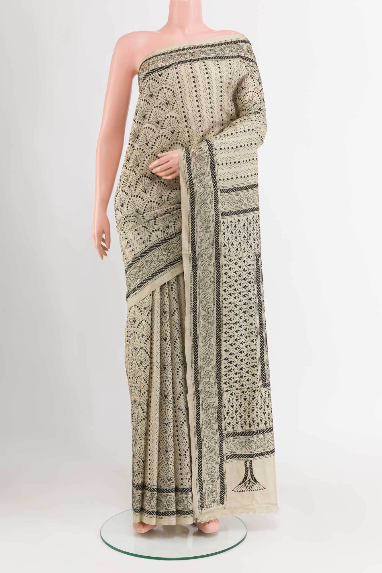 Beige Tussar Saree