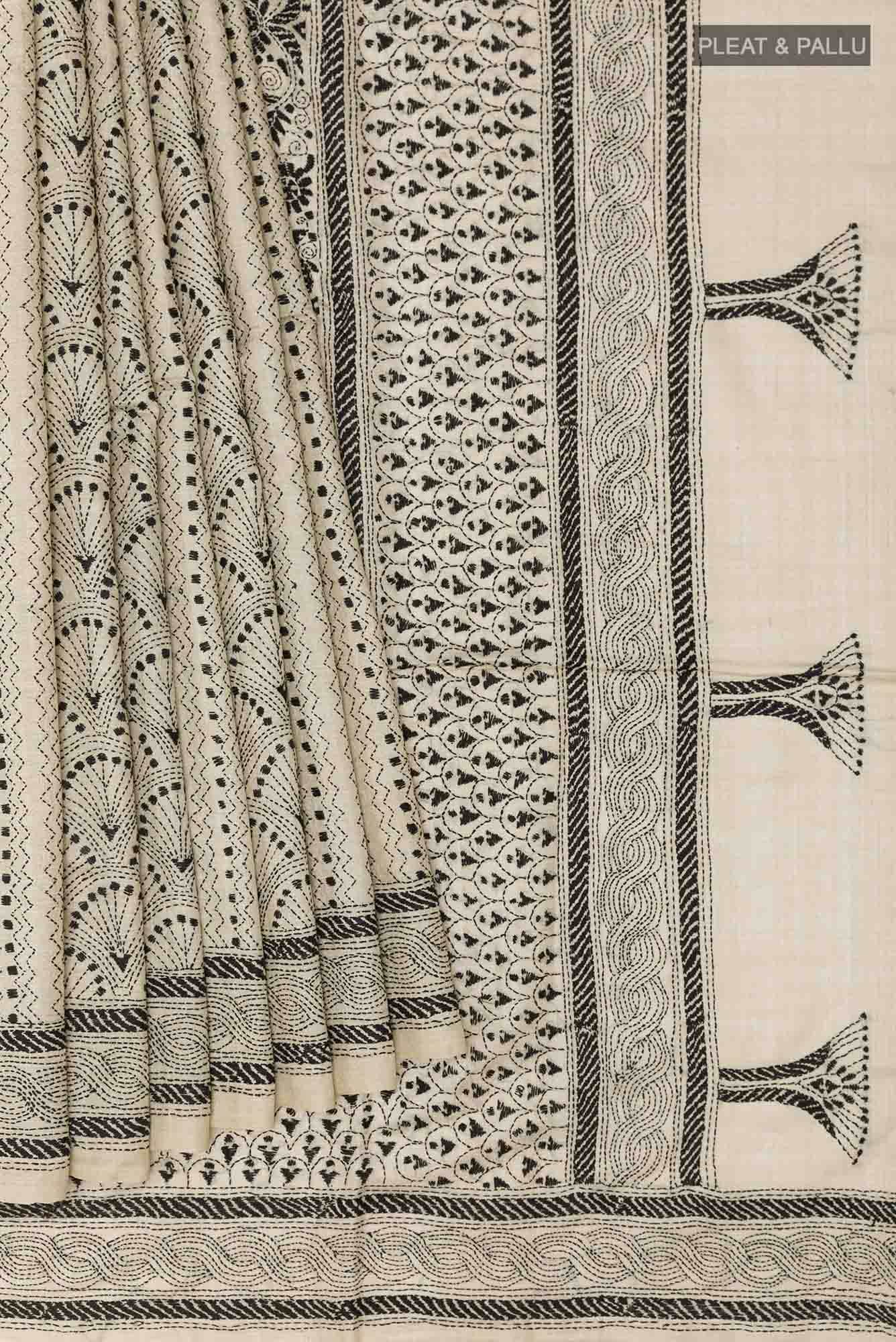 Beige Tussar Saree