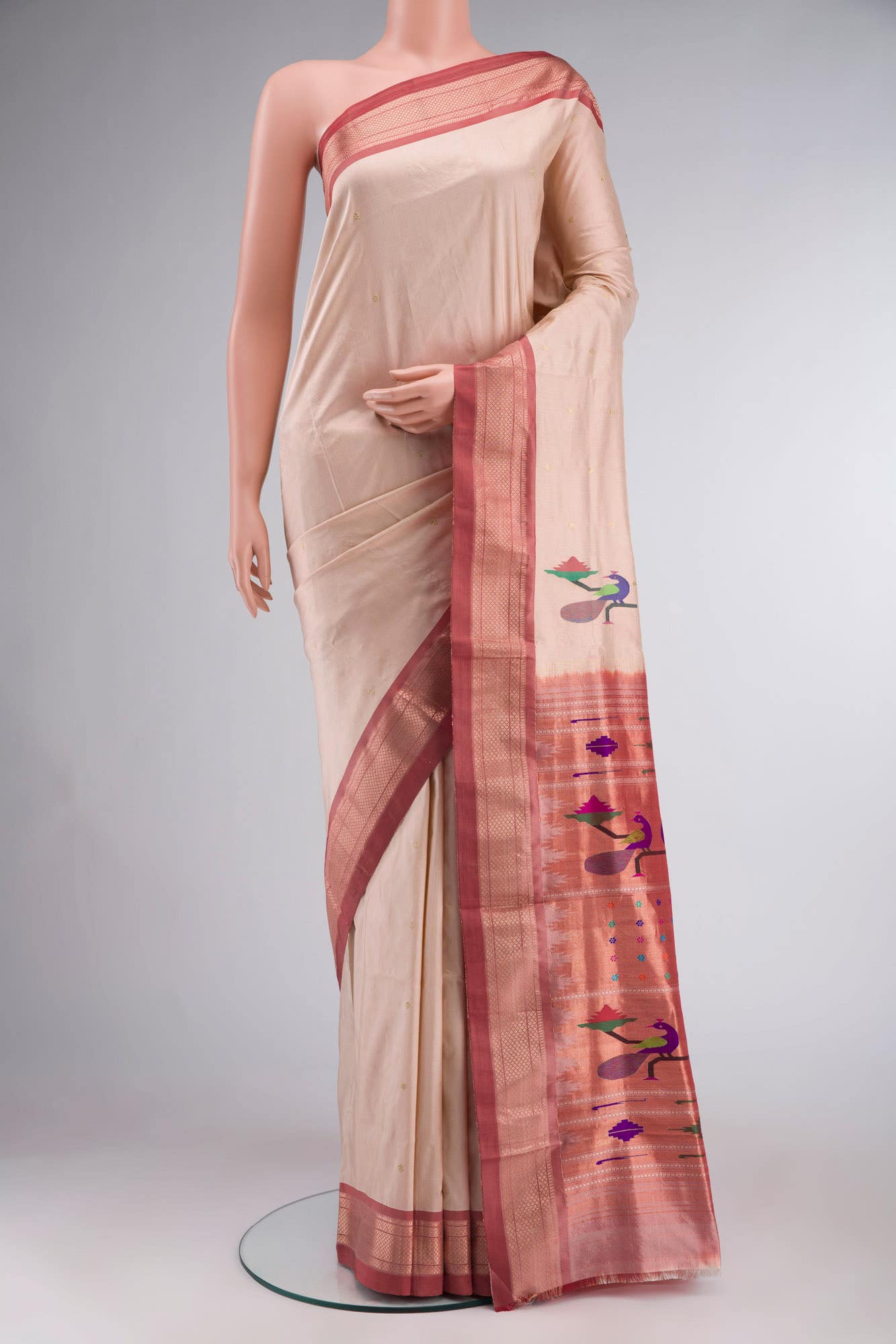 Sandal Paithani Silk Saree
