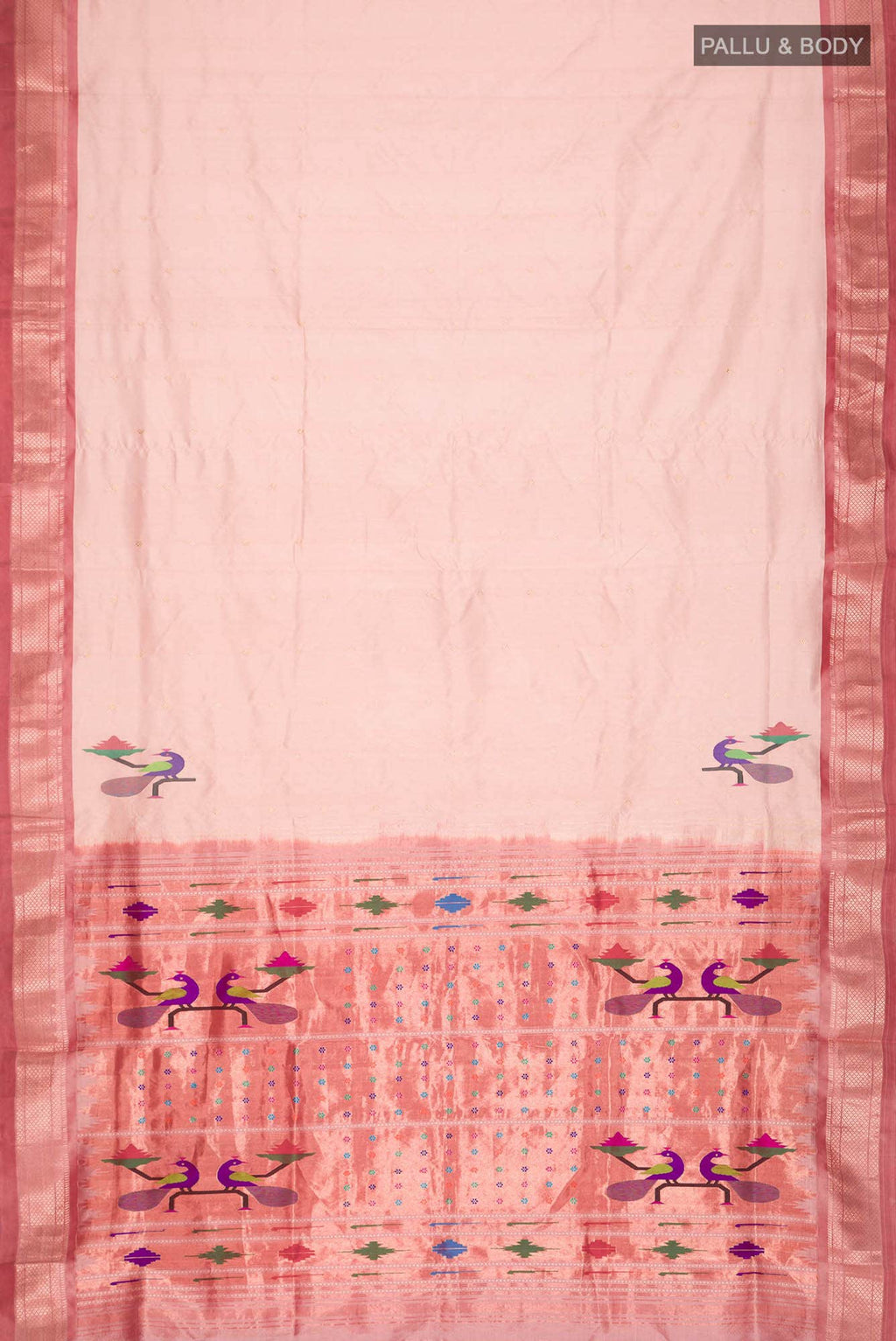 Sandal Paithani Silk Saree