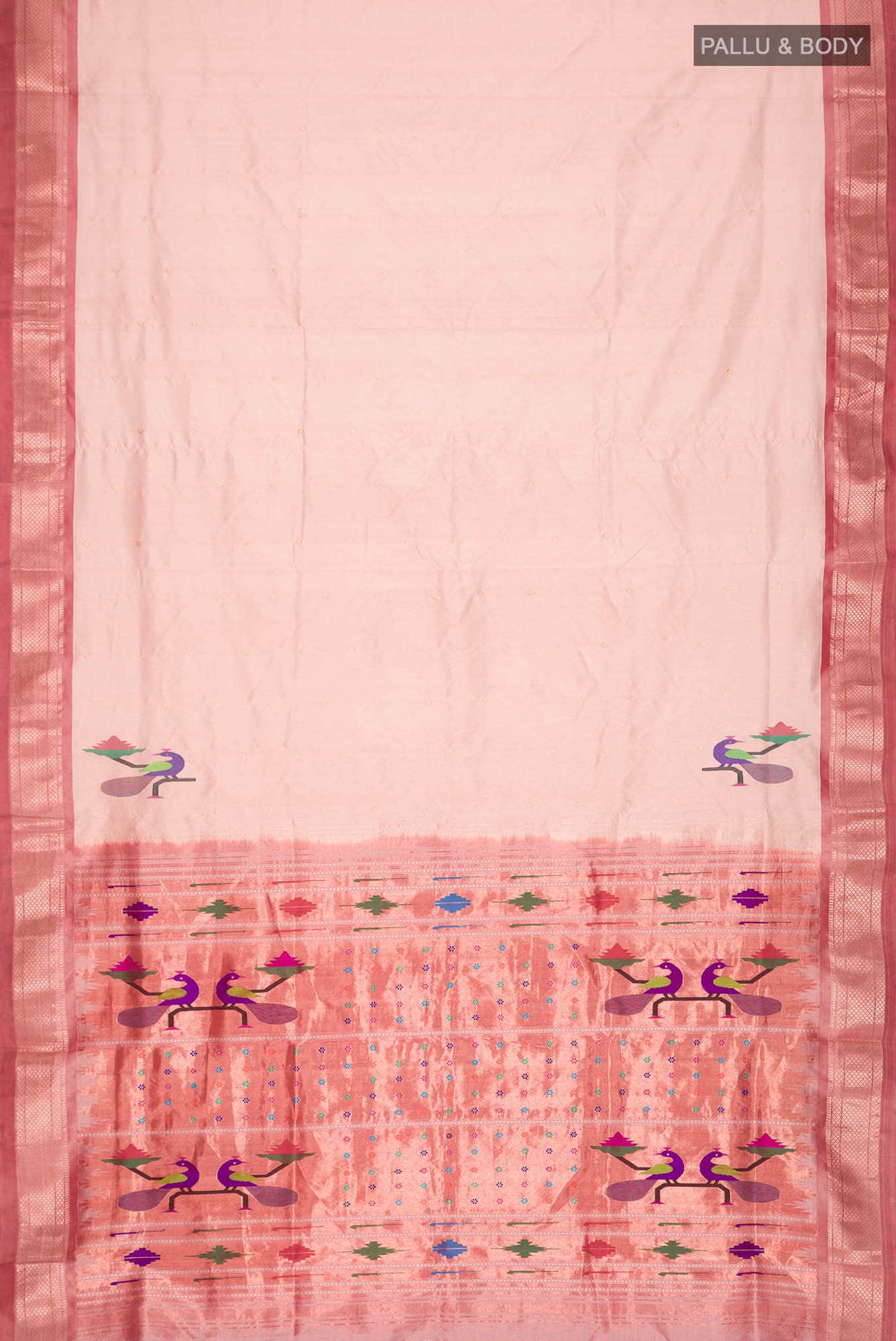 Sandal Paithani Silk Saree