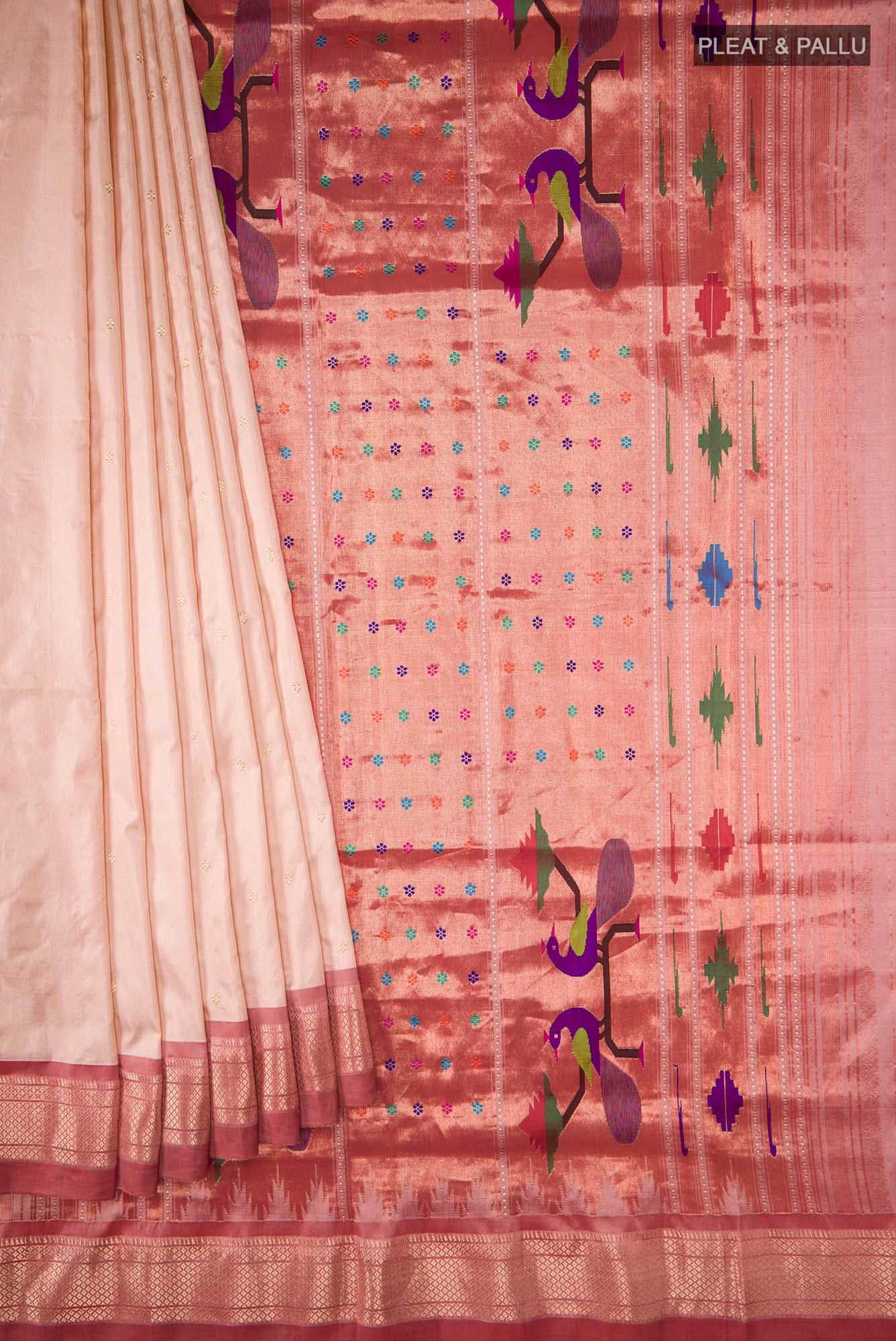 Sandal Paithani Silk Saree