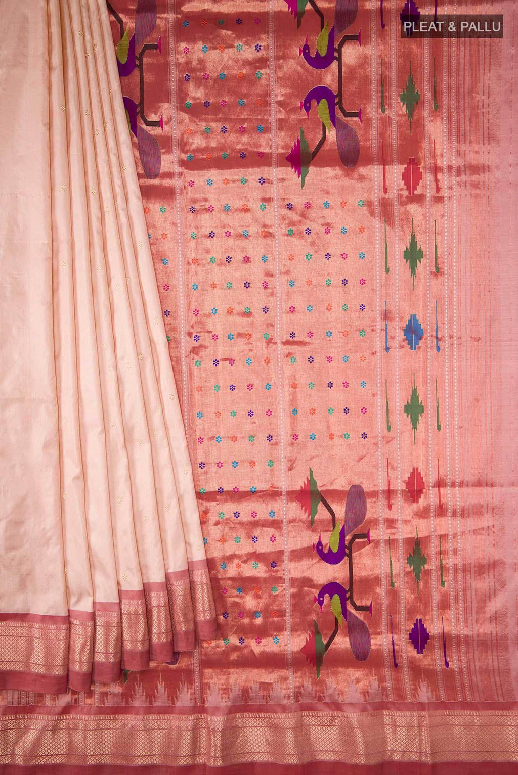 Sandal Paithani Silk Saree