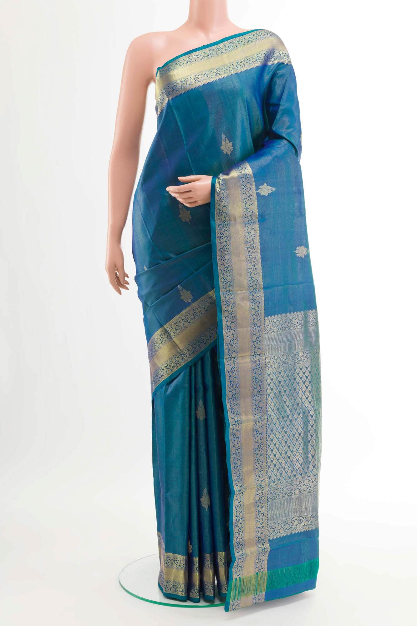 Blue Dual Tone Kanchipuram Silk Saree