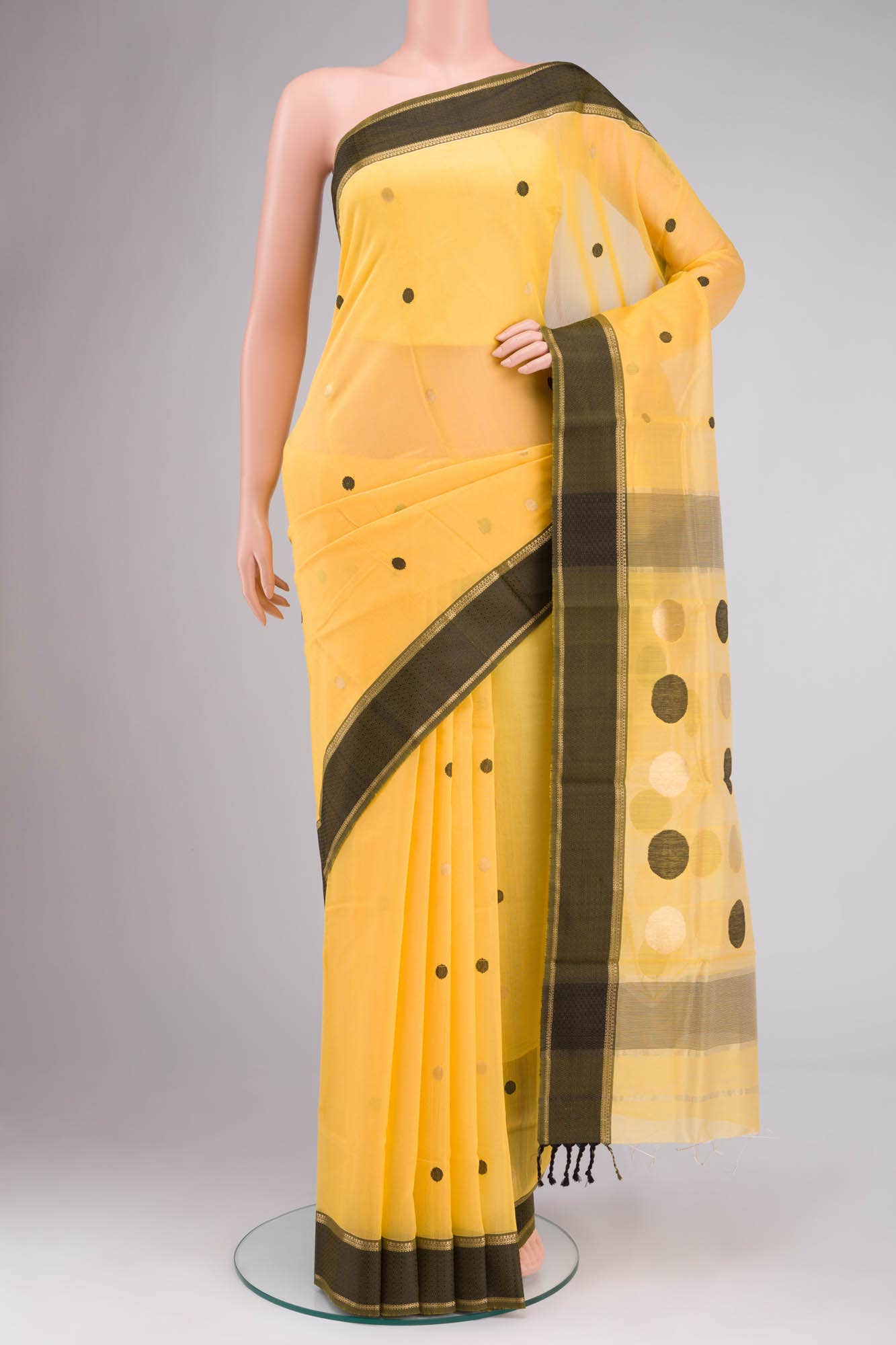 Yellow Chanderi Silk Cotton Saree