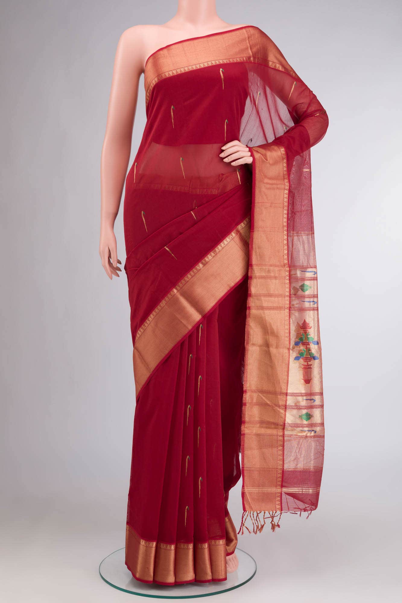 Maroon Chanderi Silk Cotton Saree