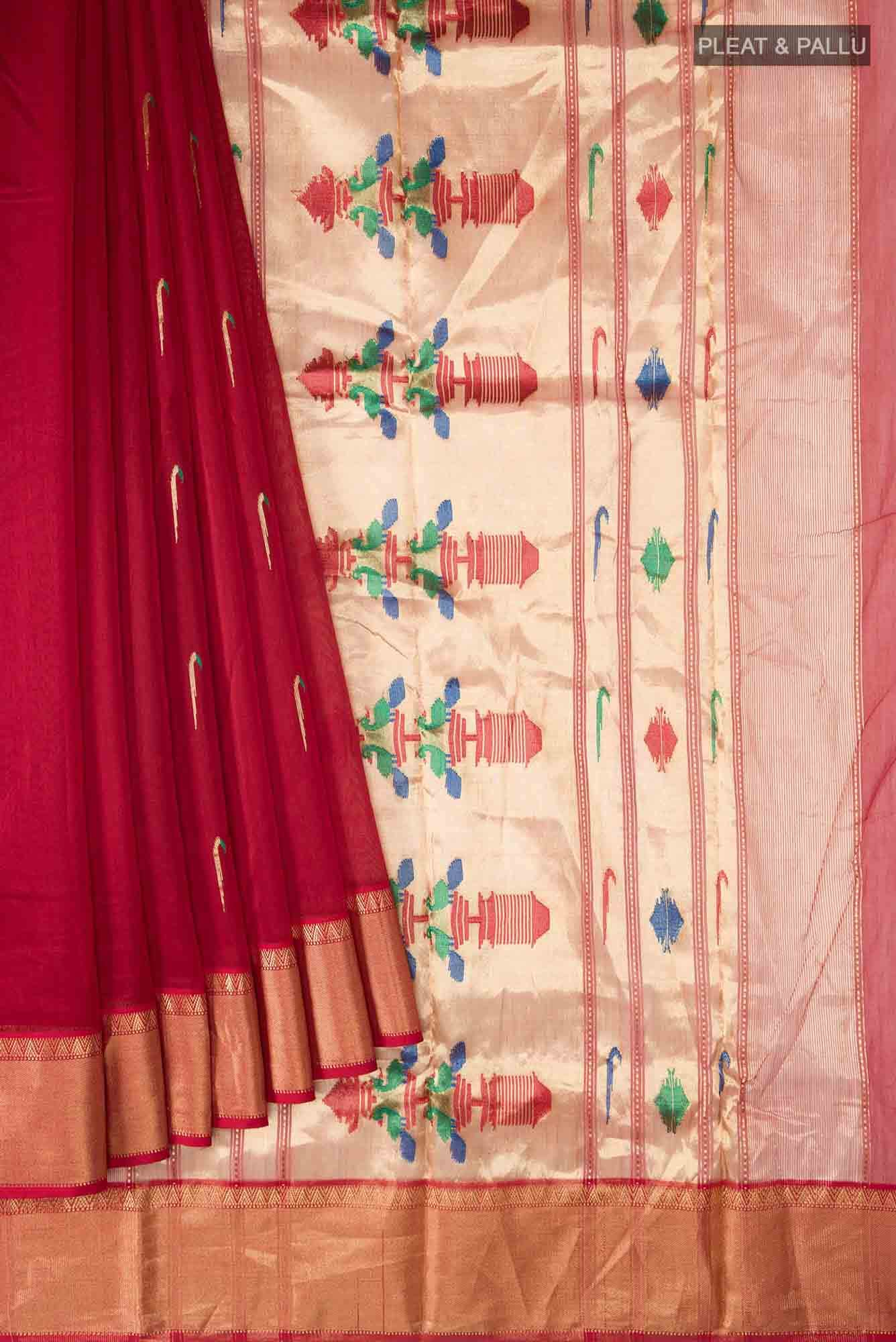 Maroon Chanderi Silk Cotton Saree