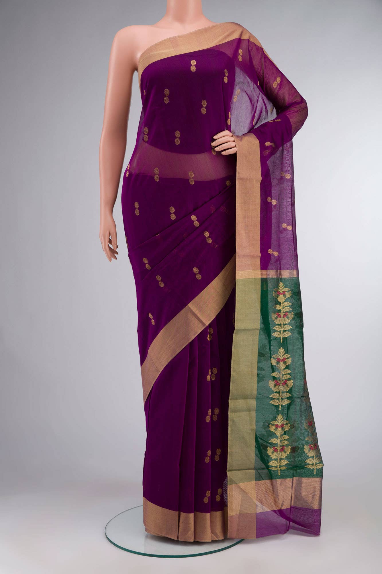 Violet Chanderi Silk Cotton Saree