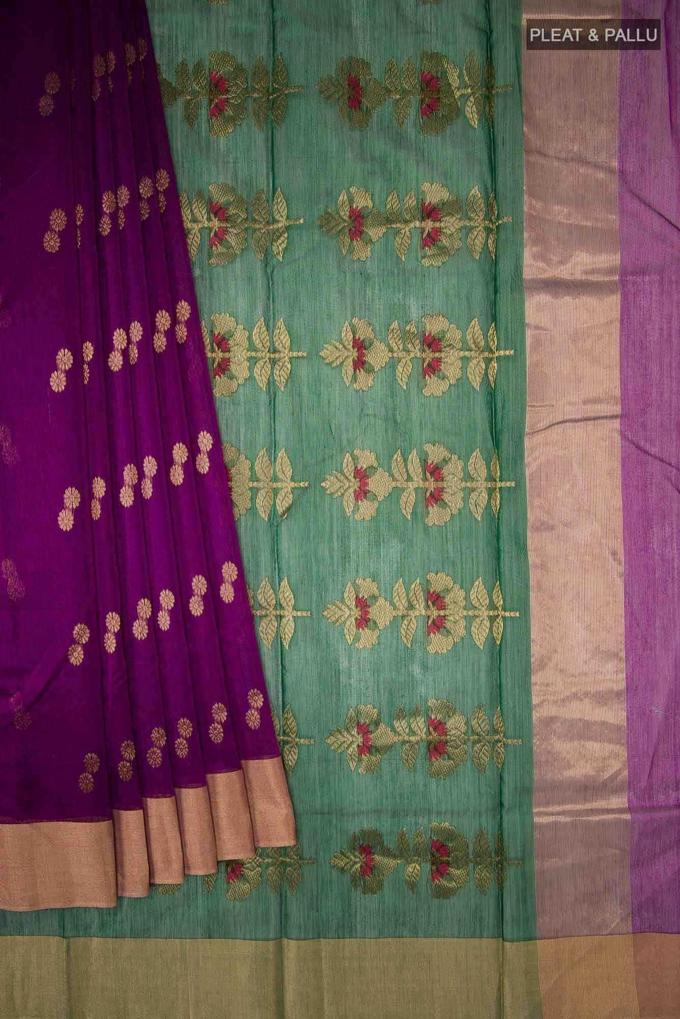 Violet Chanderi Silk Cotton Saree