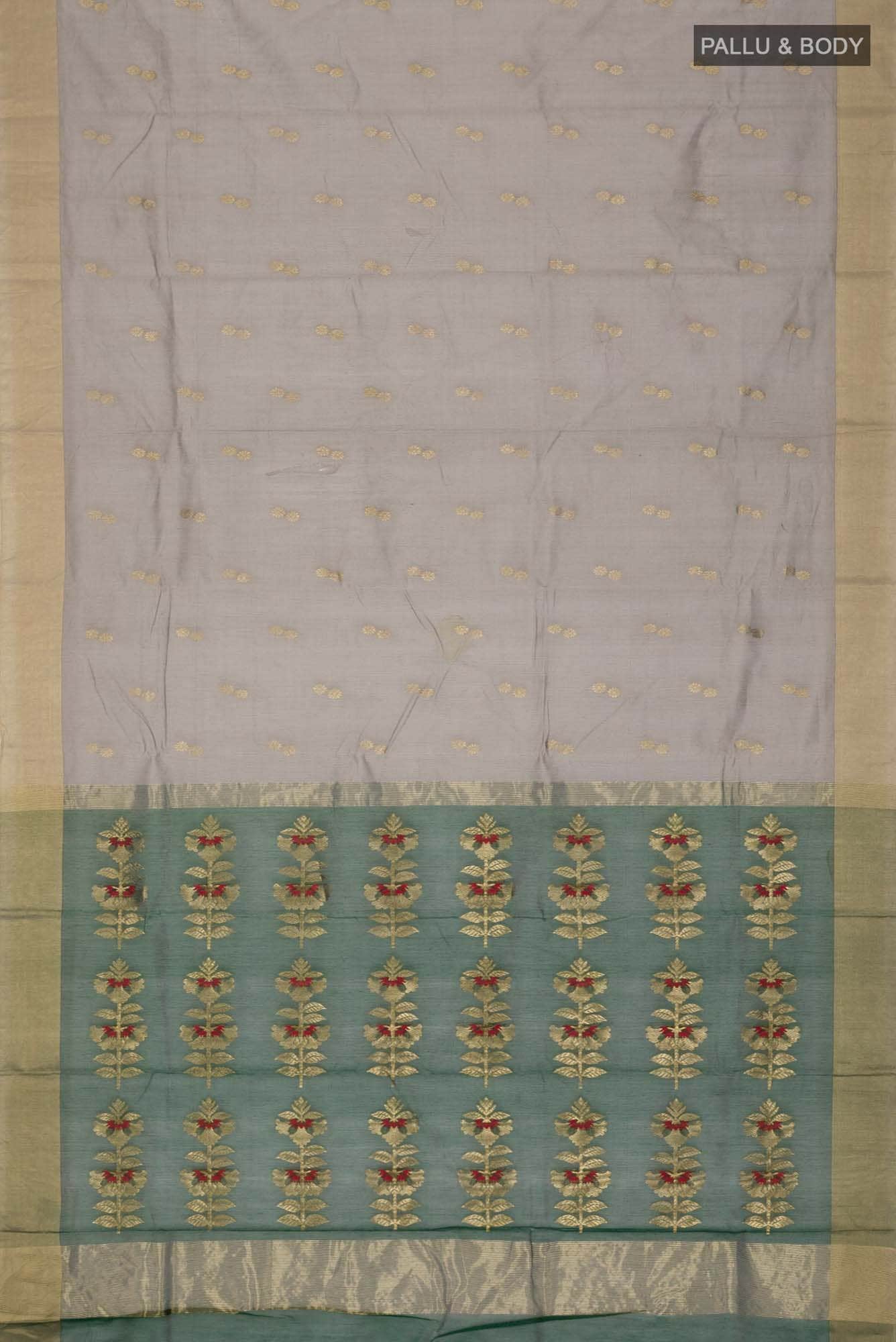 Grey Chanderi Silk Cotton Saree