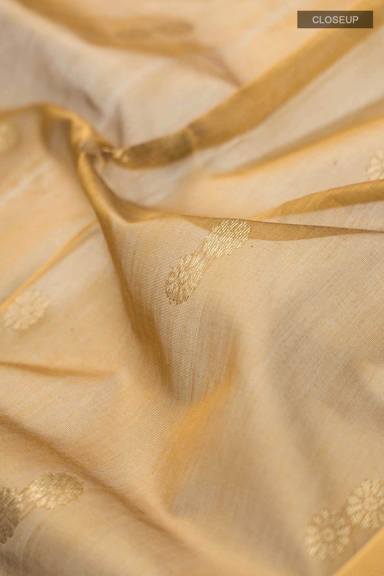 Mustard Chanderi Silk Cotton Saree