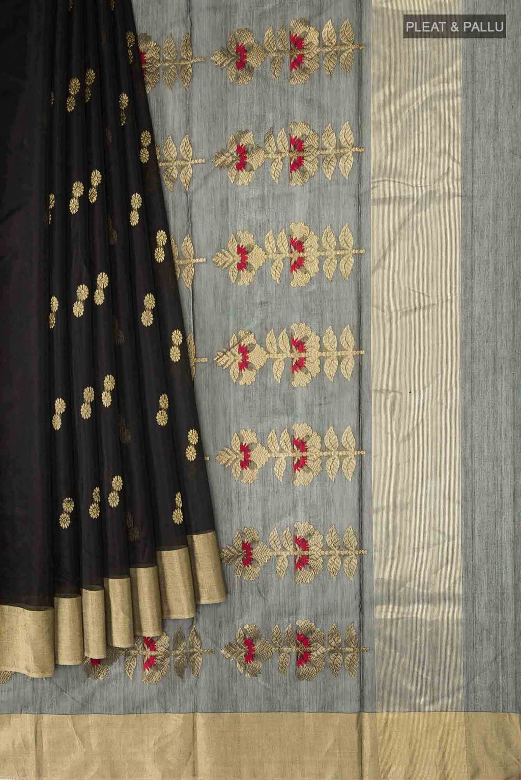 Black Chanderi Silk Cotton Saree