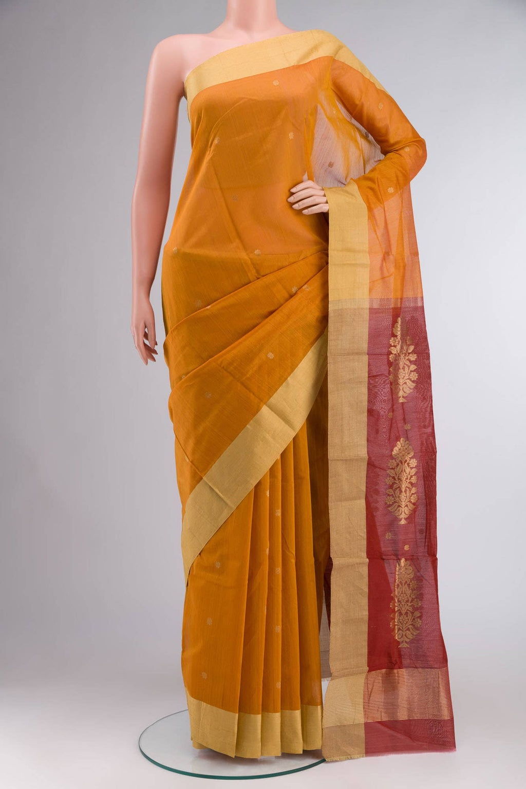 Orange Chanderi Silk Cotton Saree