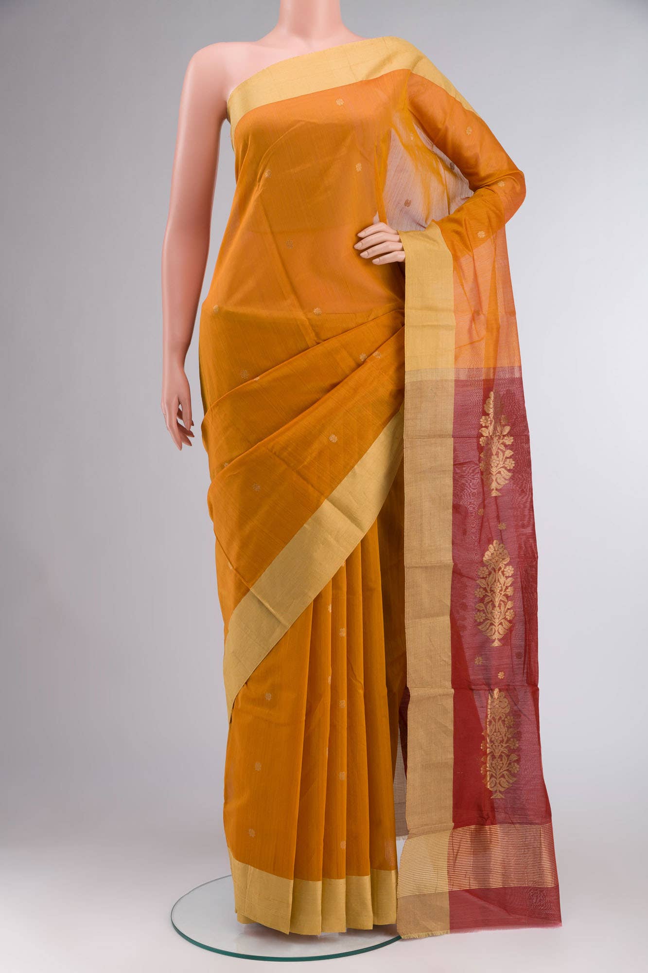 Orange Chanderi Silk Cotton Saree