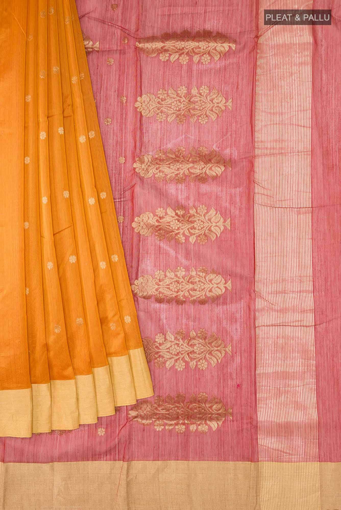 Orange Chanderi Silk Cotton Saree