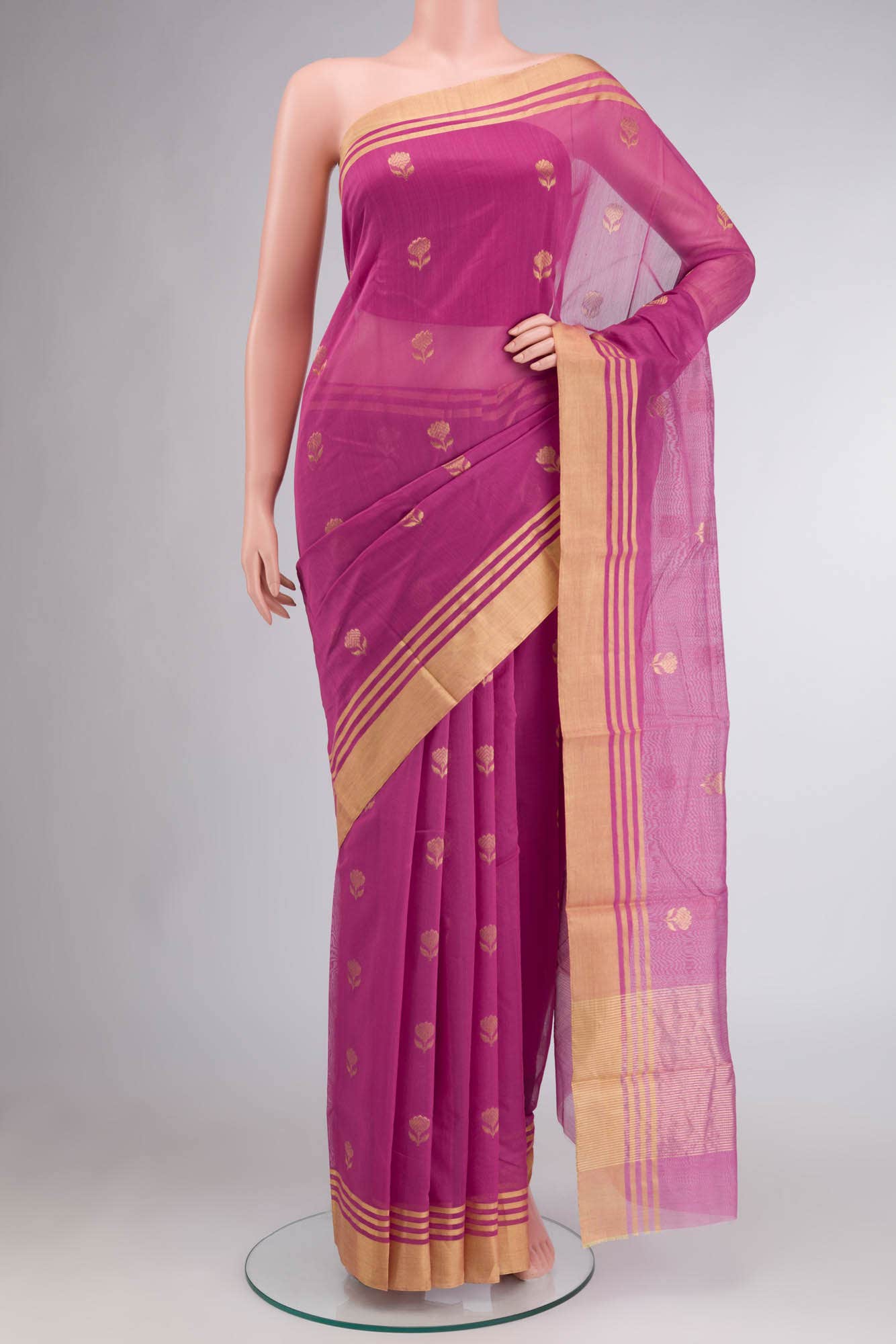 Magenta Chanderi Silk Cotton Saree