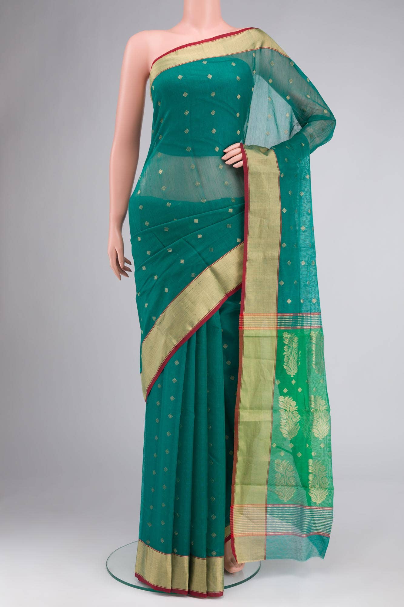 Green Chanderi Silk Cotton Saree