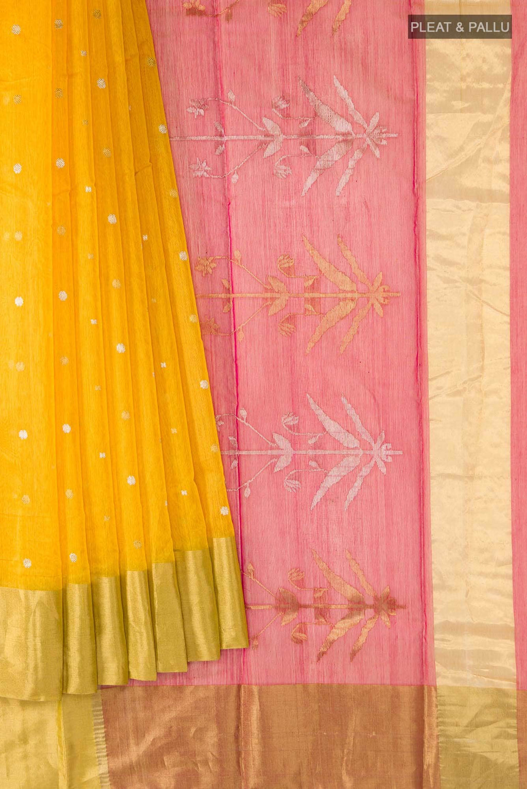 Yellow Chanderi Silk Cotton Saree
