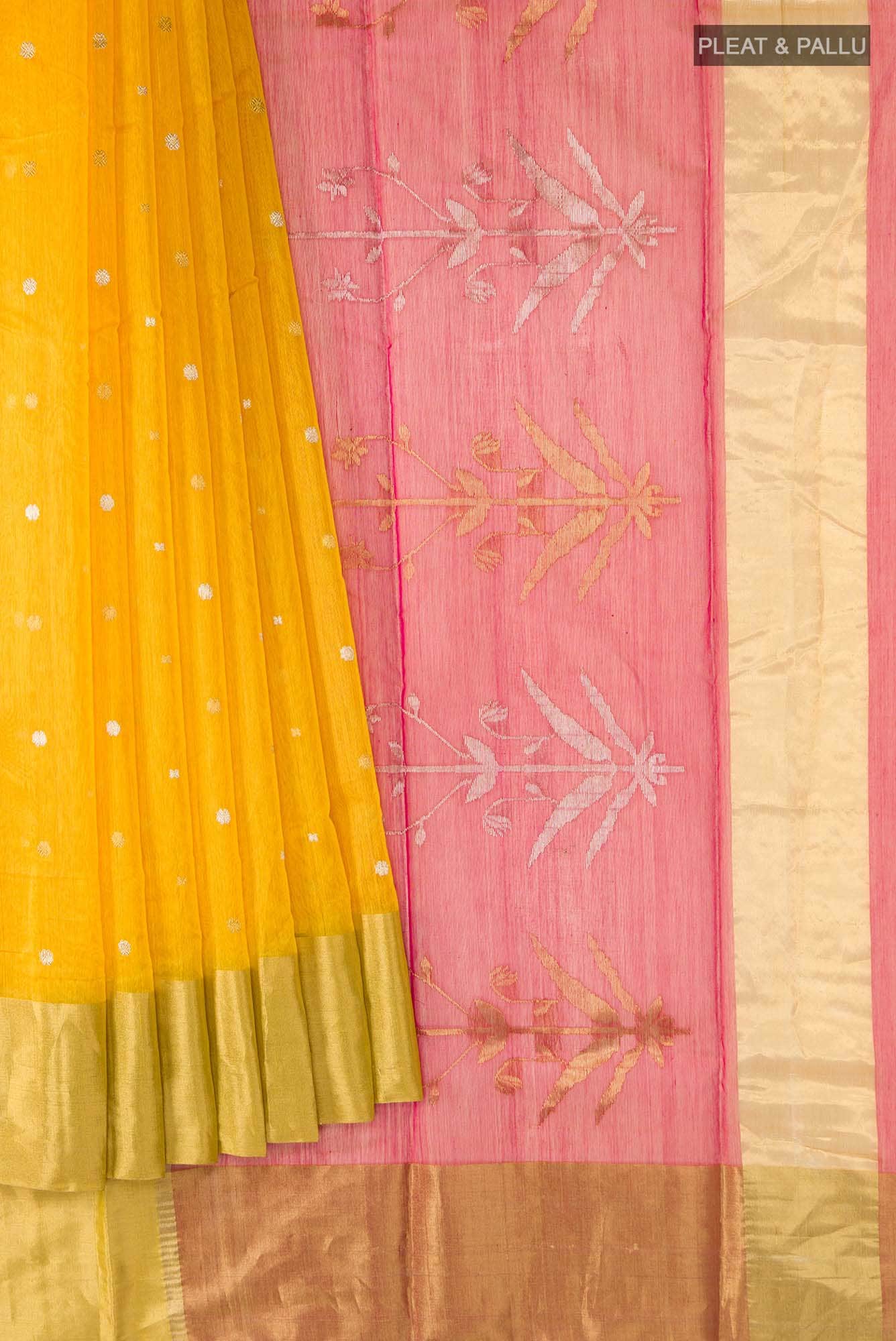 Yellow Chanderi Silk Cotton Saree
