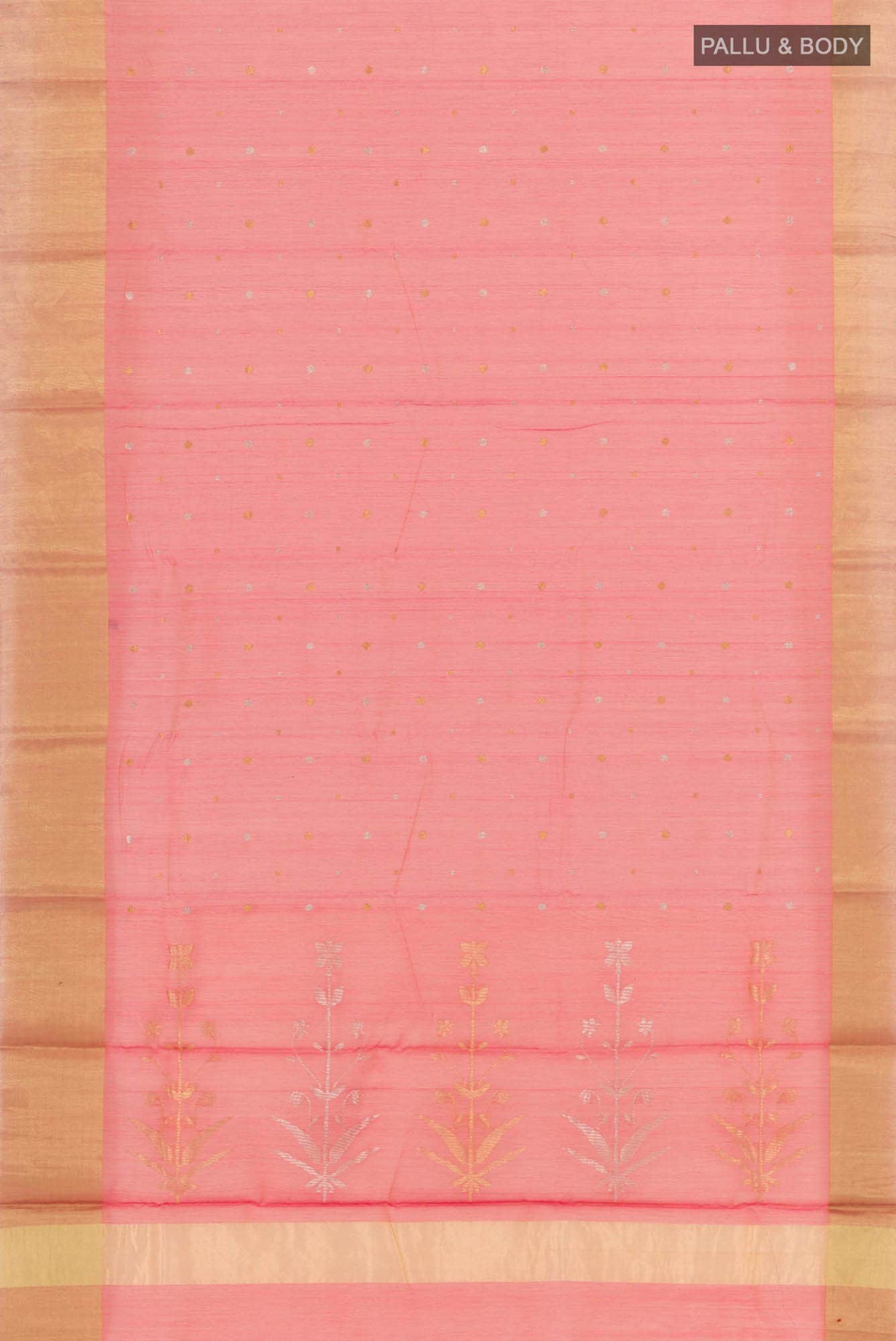 Pinkish Yellow Blended Chanderi Silk Cotton Saree