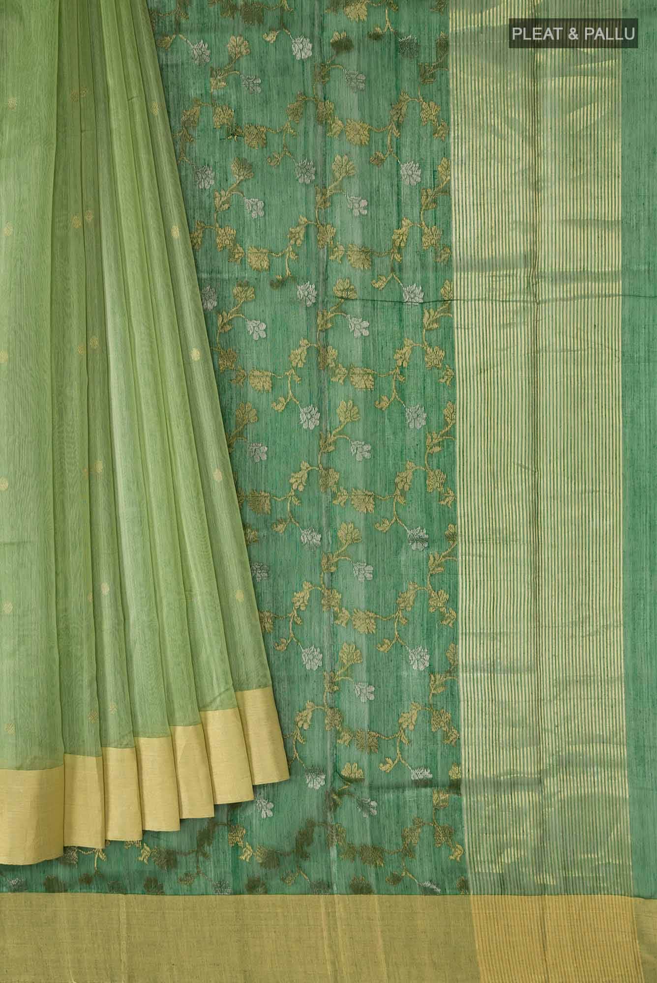 Green Chanderi Silk Cotton Saree