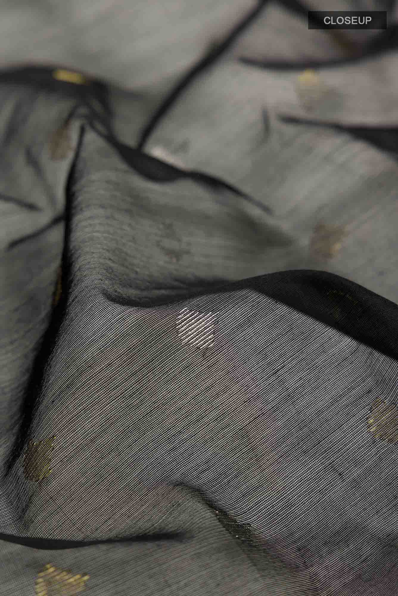 Black Chanderi Silk Cotton Saree