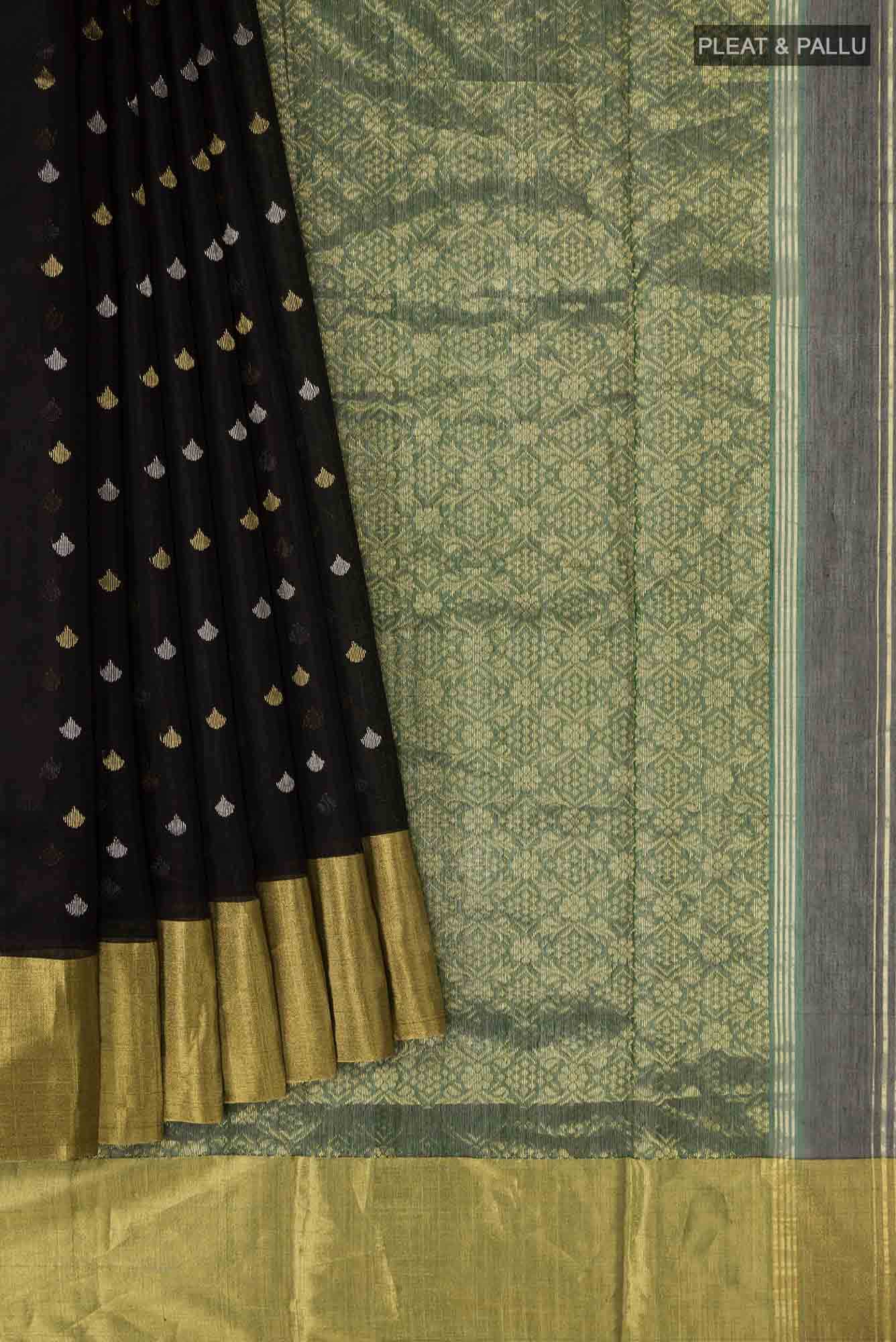 Black Chanderi Silk Cotton Saree