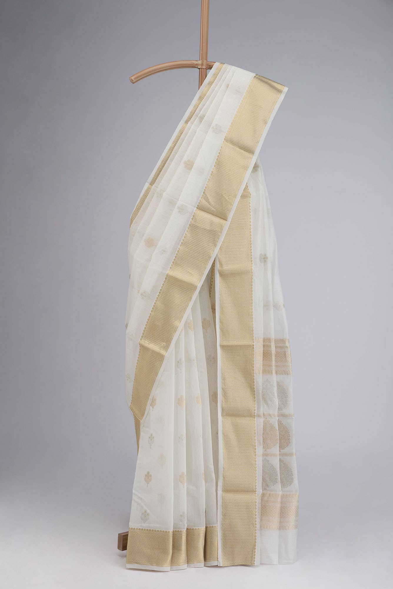 White Chanderi Silk Cotton Saree