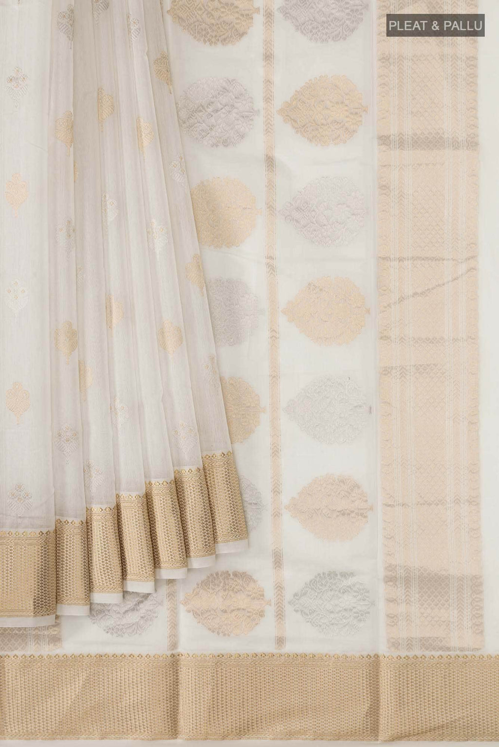 White Chanderi Silk Cotton Saree