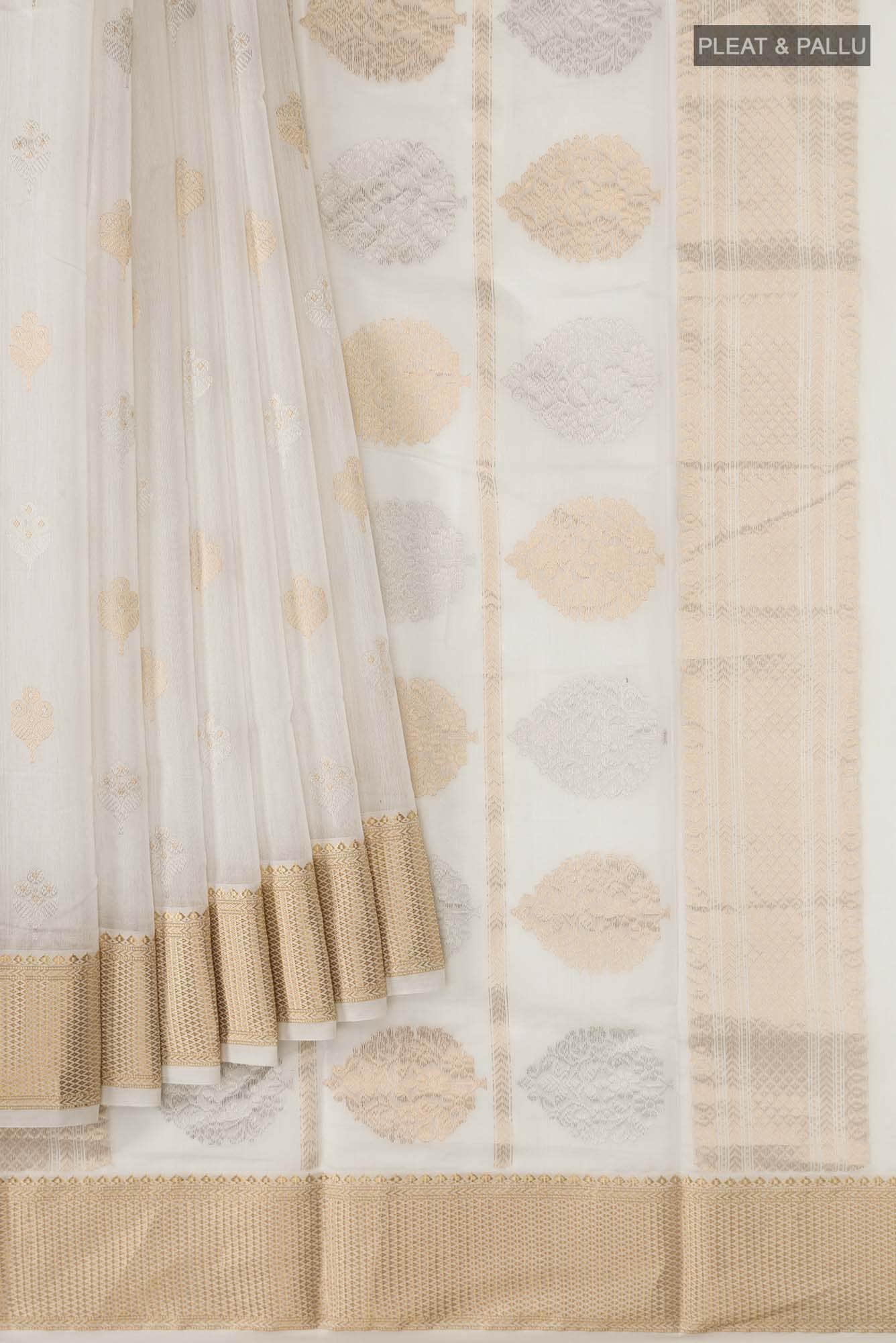 White Chanderi Silk Cotton Saree