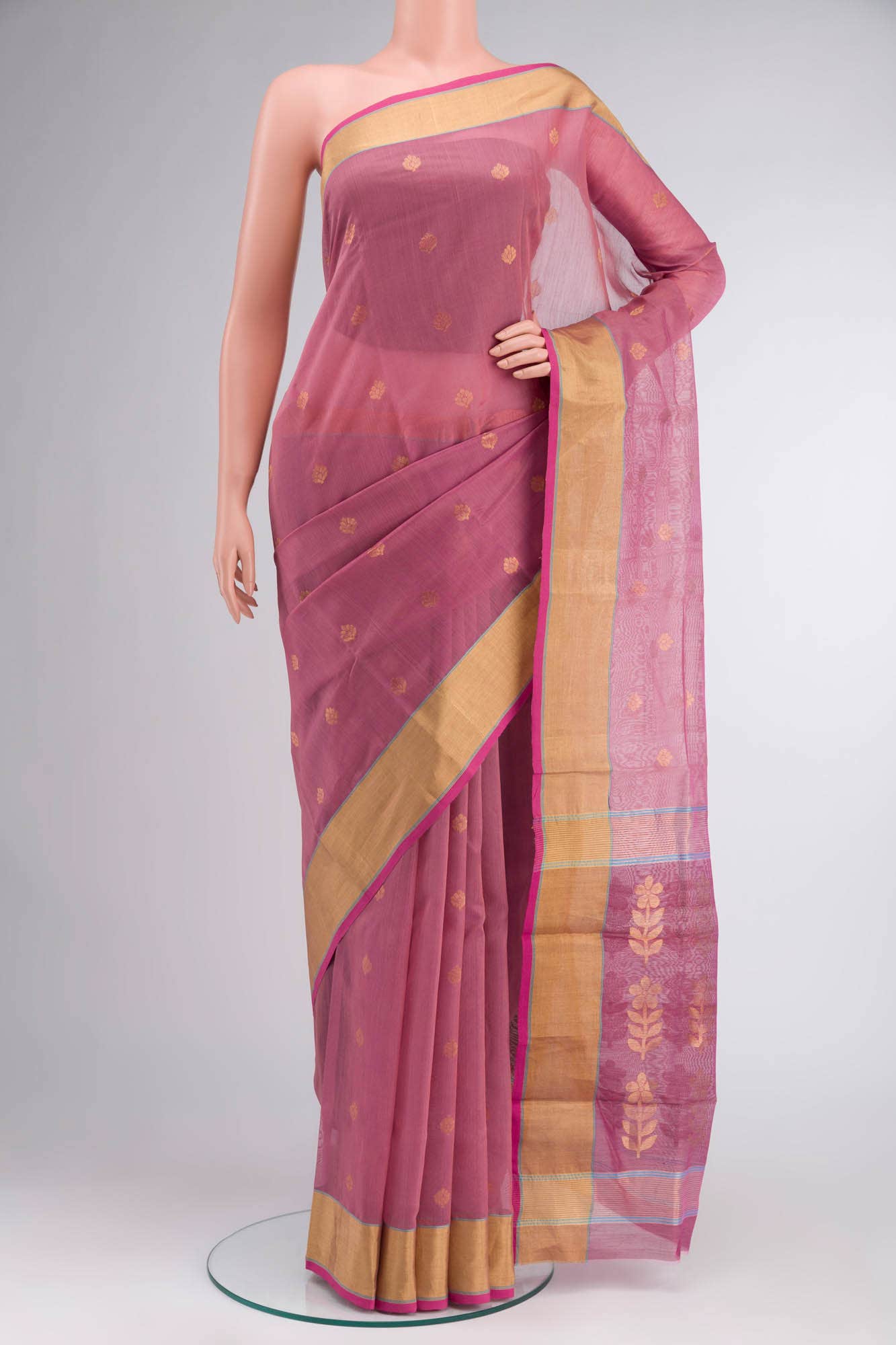 Pink Chanderi Silk Cotton Saree