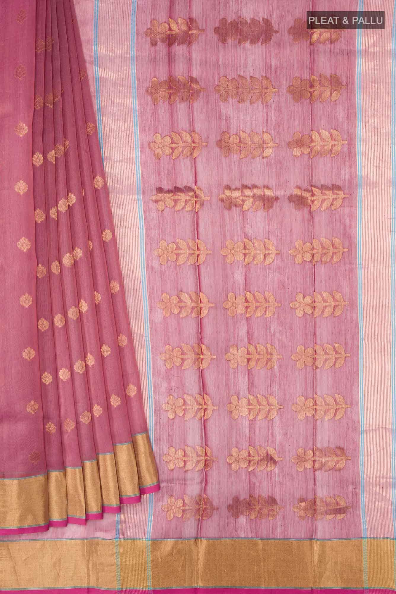Pink Chanderi Silk Cotton Saree