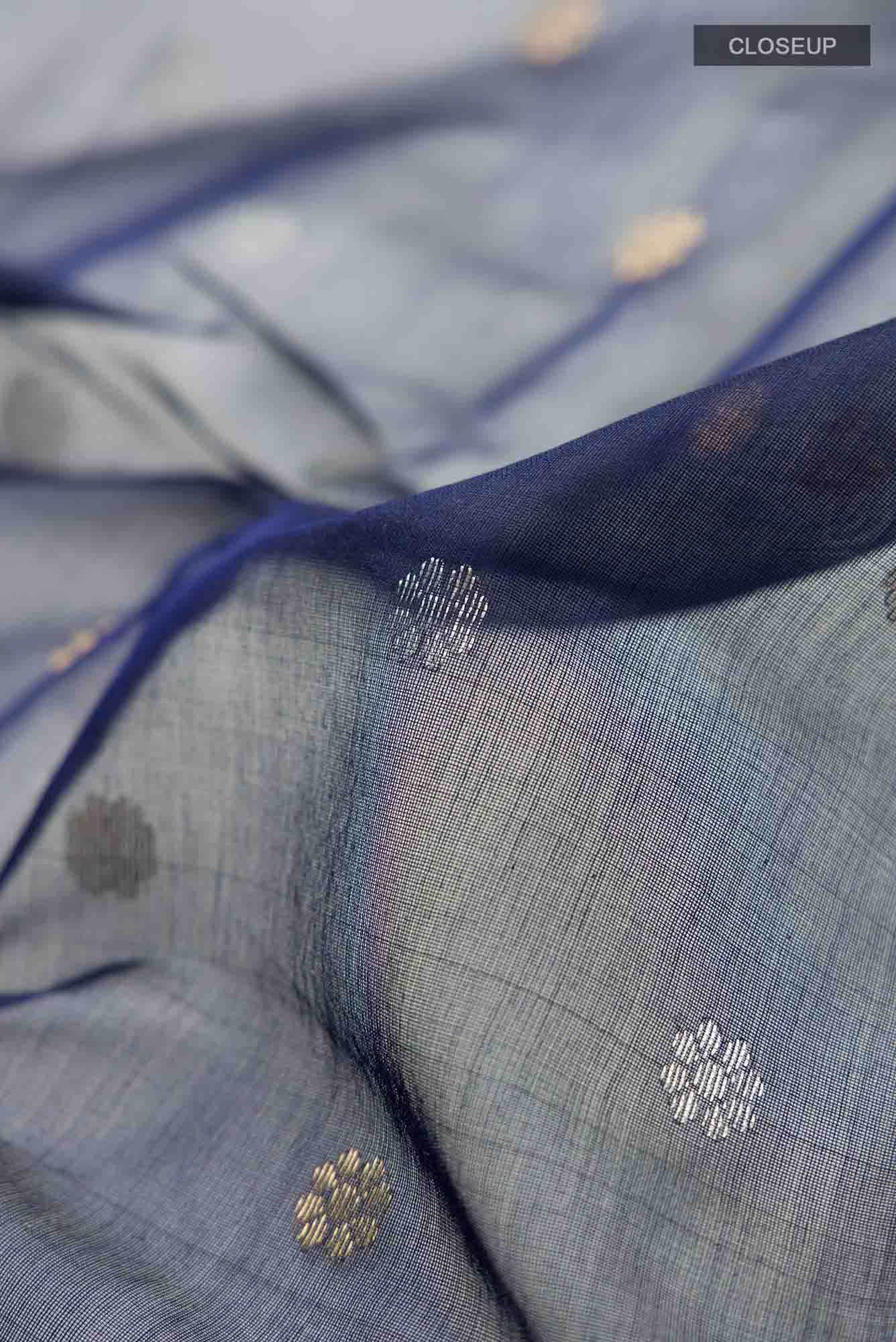 Navy Blue Chanderi Silk Cotton Saree