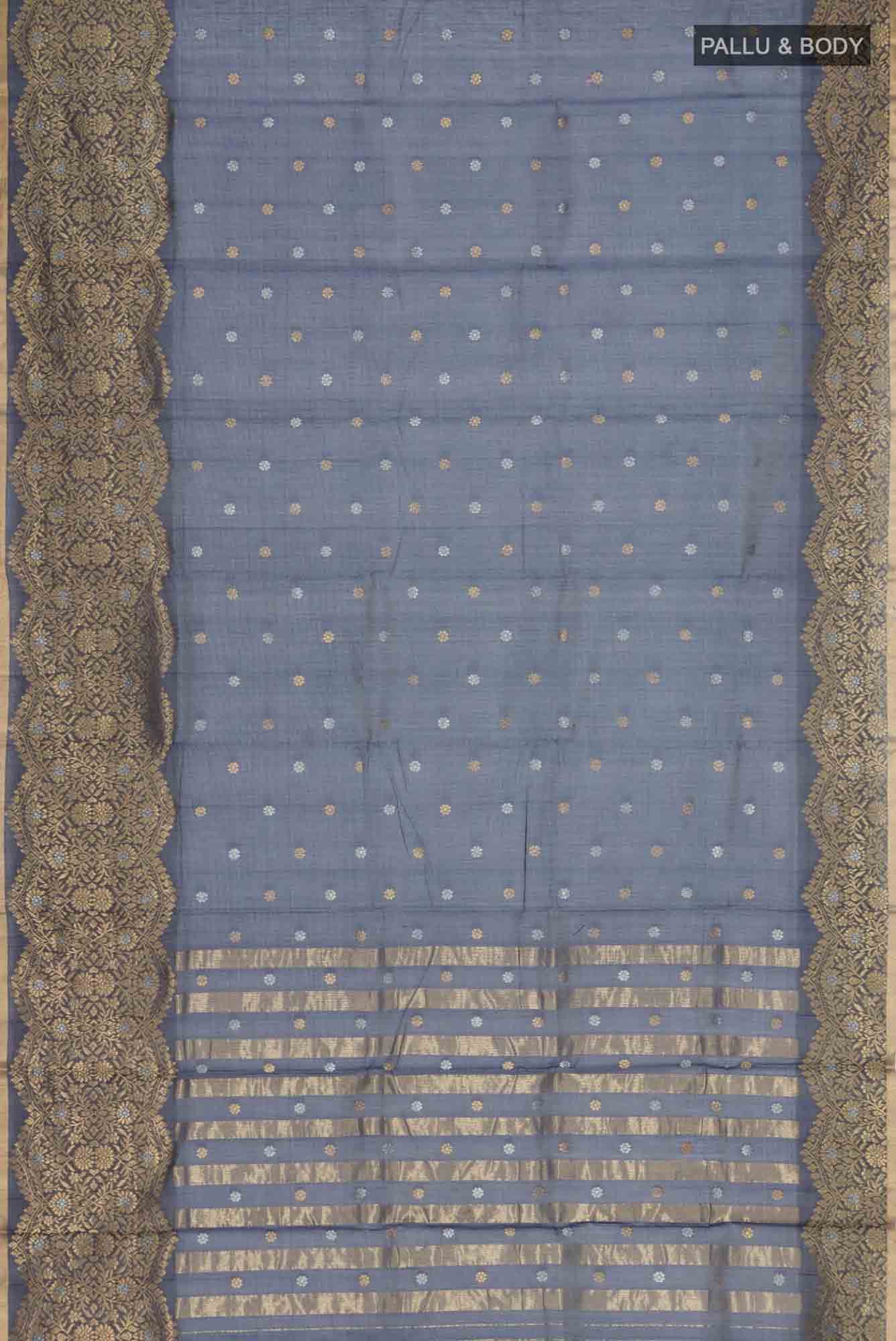 Navy Blue Chanderi Silk Cotton Saree
