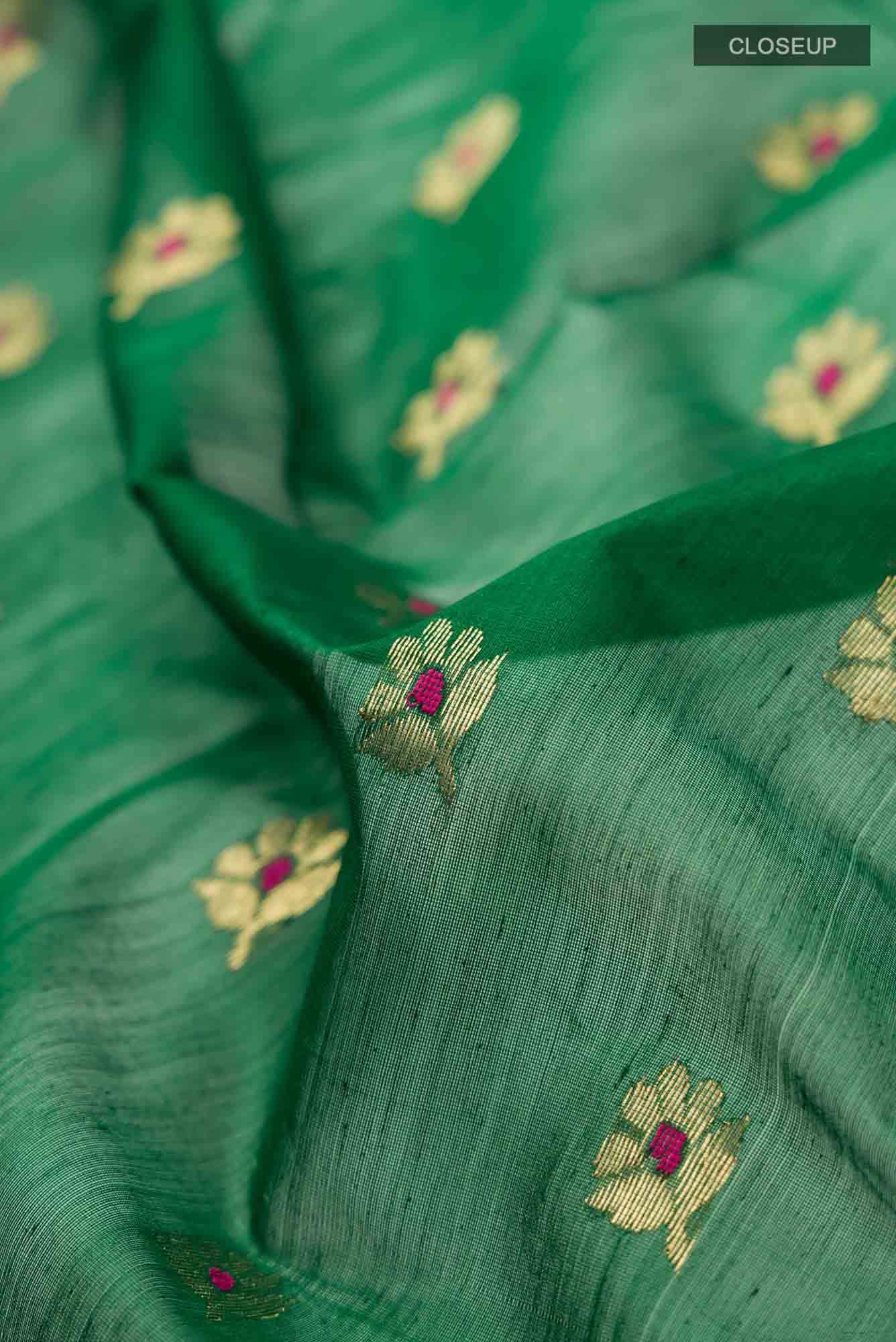 Green Chanderi Silk Cotton Saree