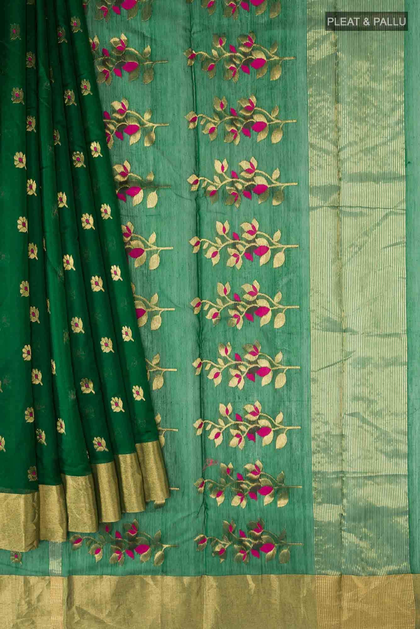 Green Chanderi Silk Cotton Saree