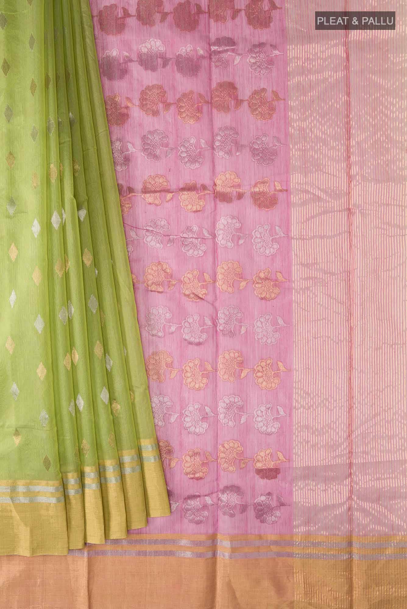 Green Chanderi Silk Cotton Saree