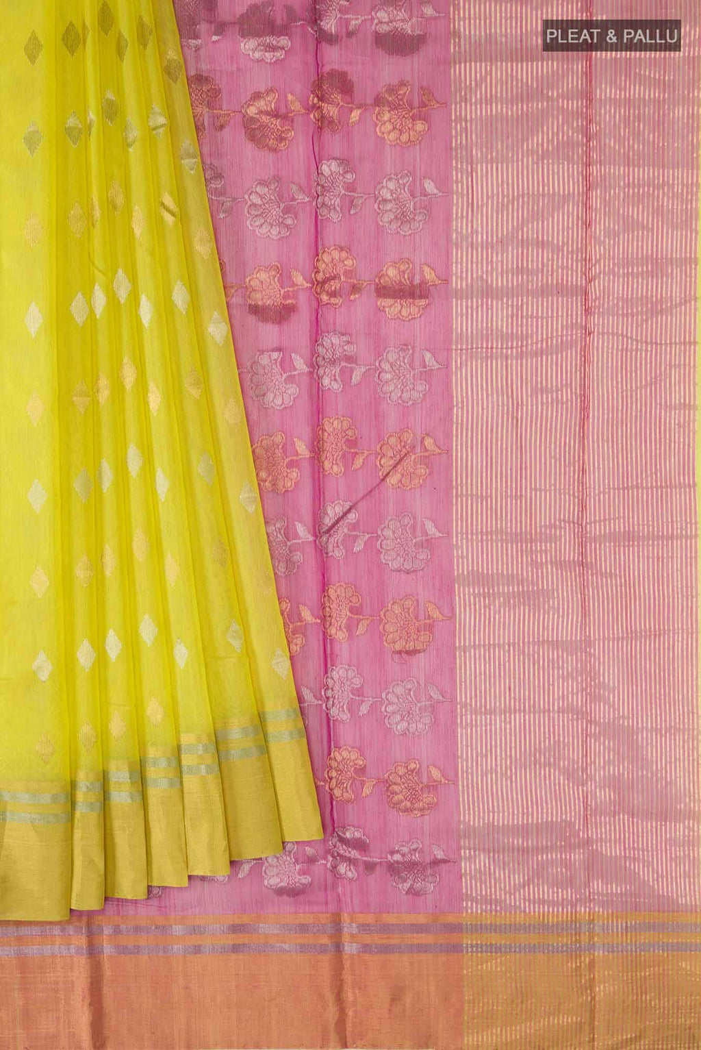 Yellow Chanderi Silk Cotton Saree