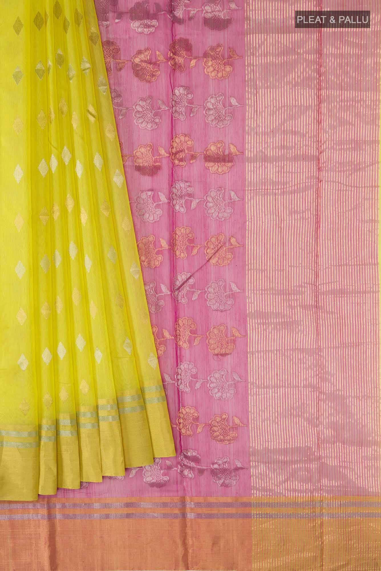 Yellow Chanderi Silk Cotton Saree