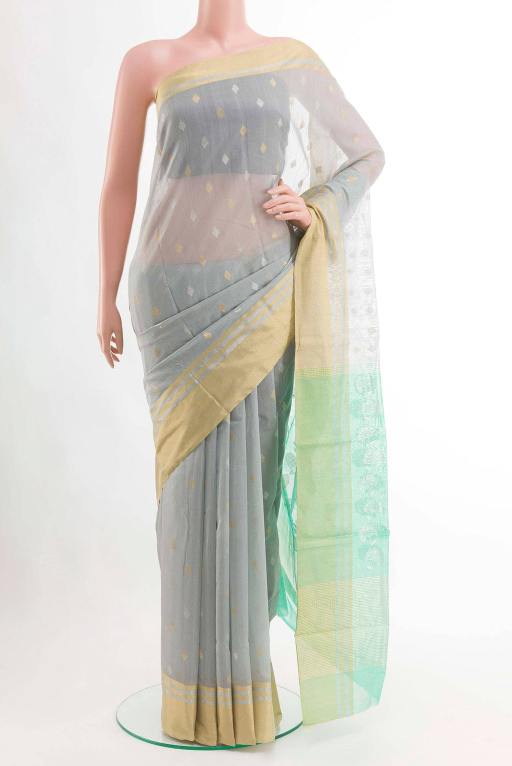Grey Blended Chanderi Silk Cotton Saree