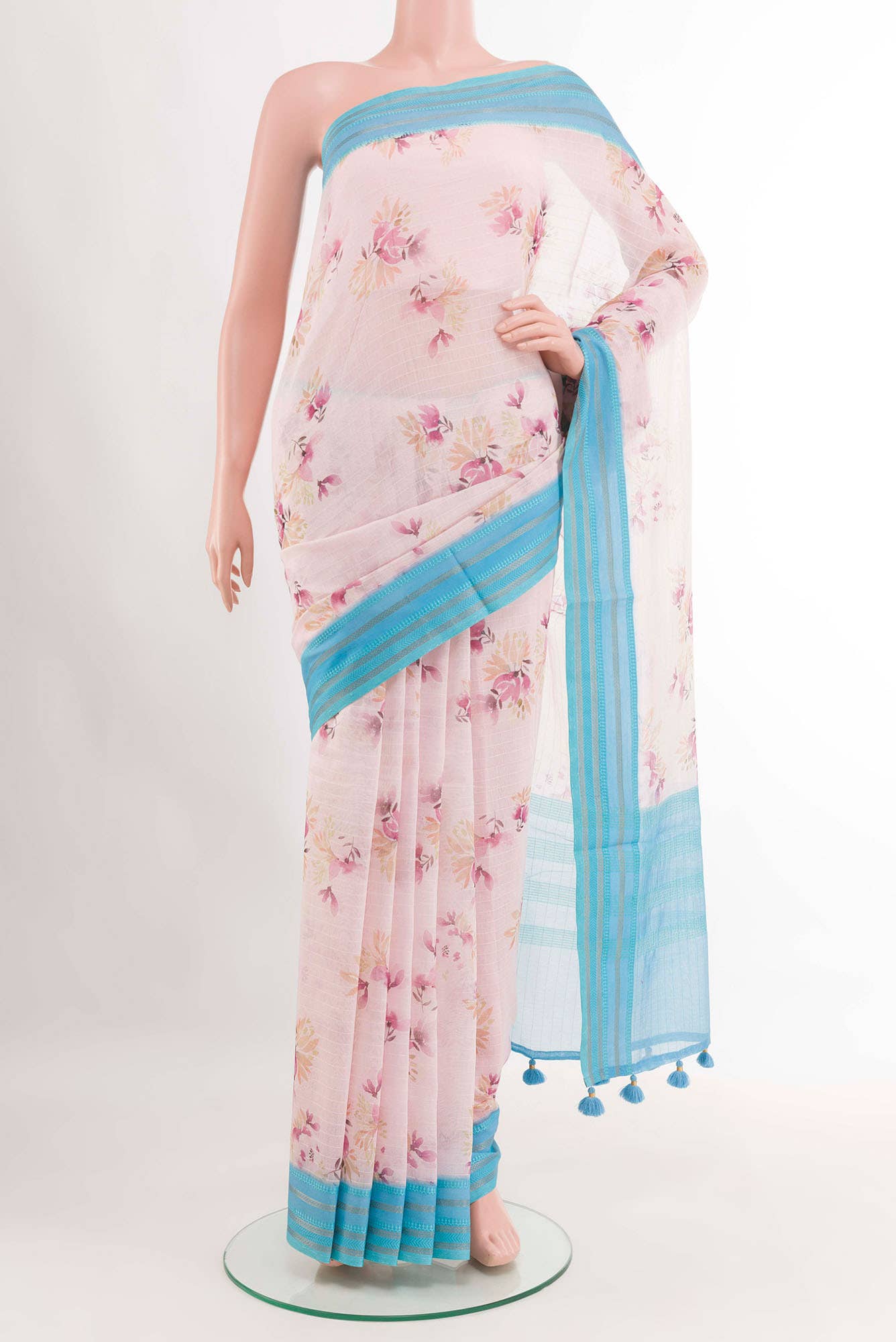 Pink Linen Saree