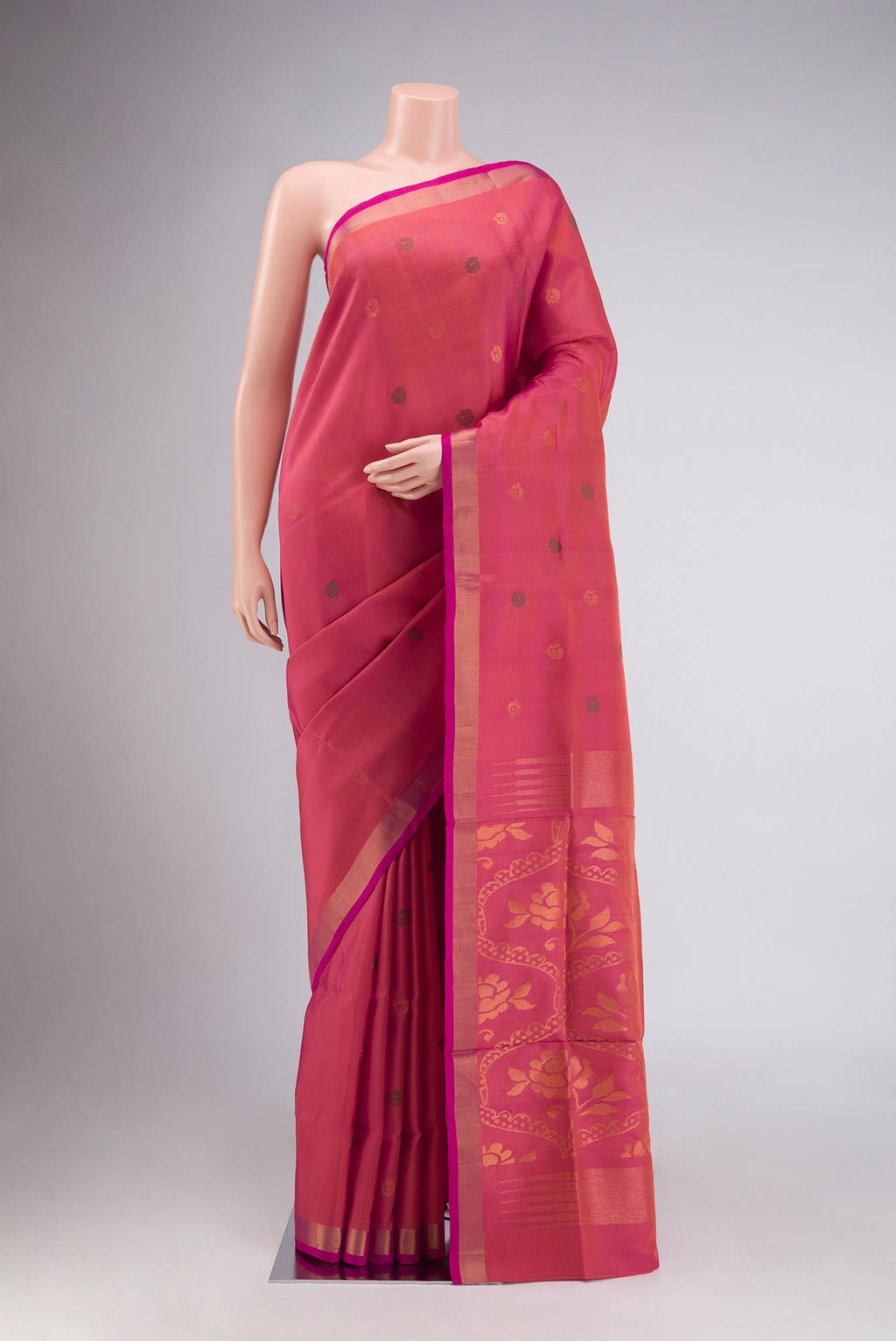 Pink with Orange Dual Tone Uppada Silk Saree
