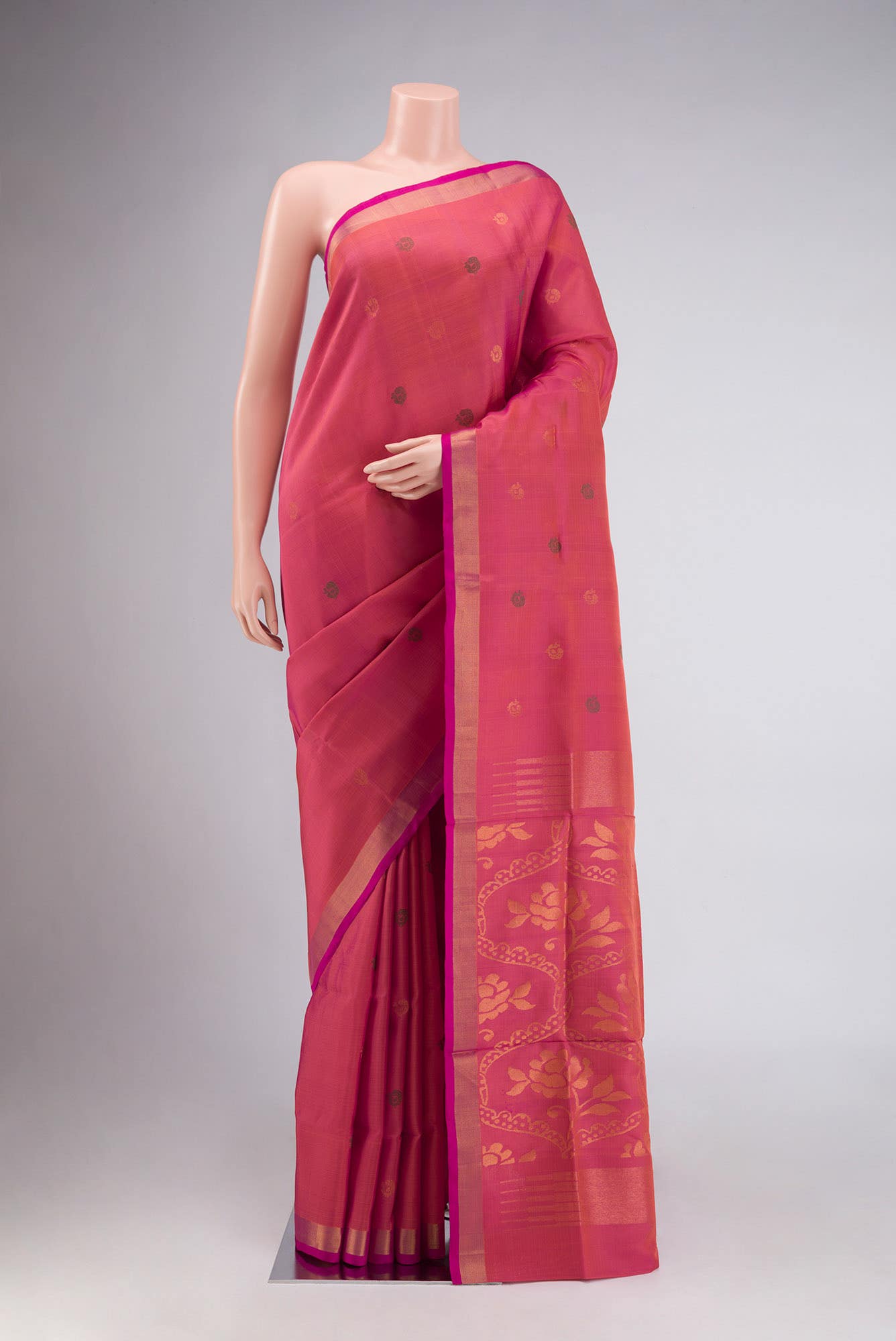 Pink with Orange Dual Tone Uppada Silk Saree