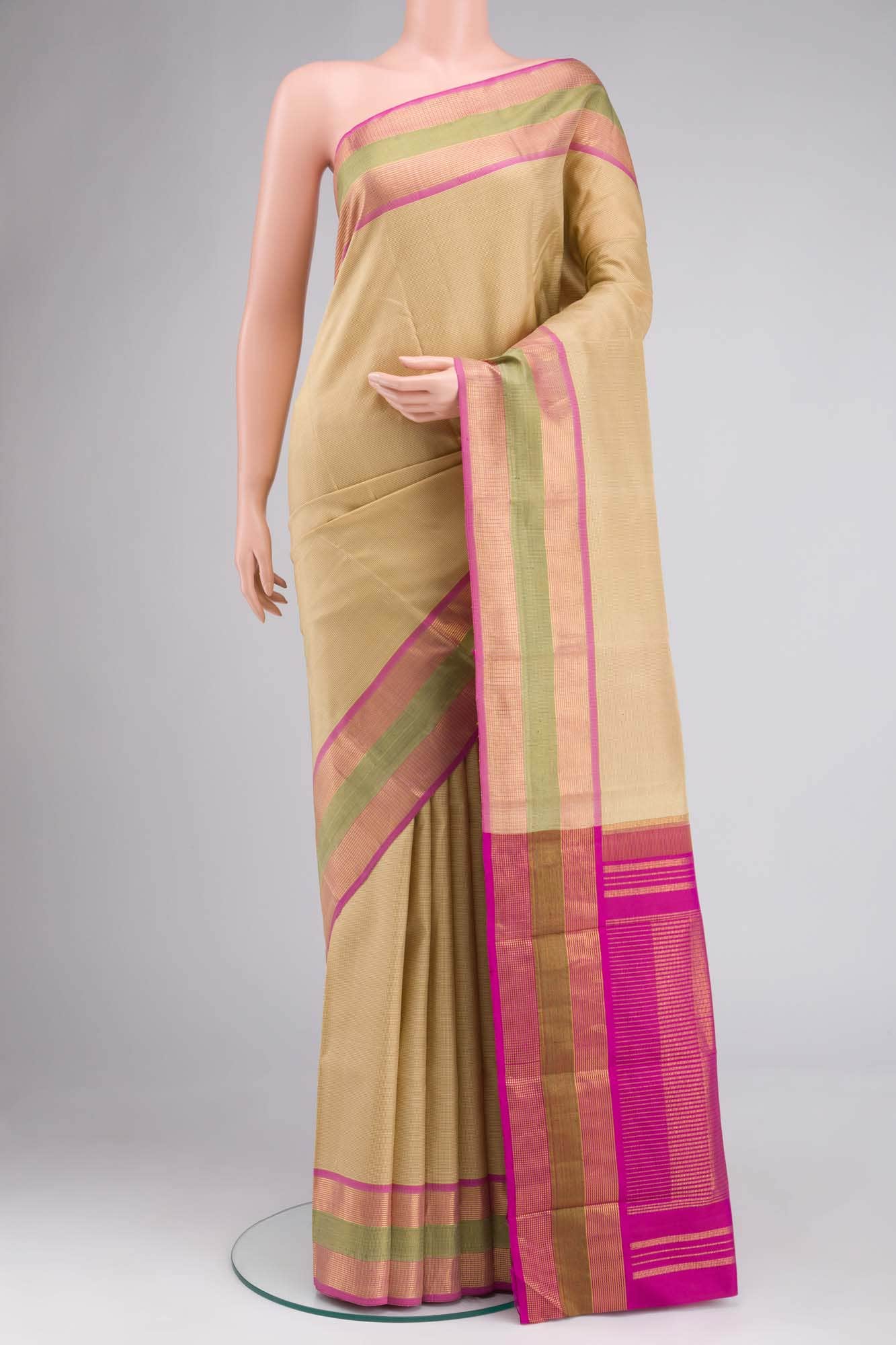 Beige Kanchipuram Silk Saree