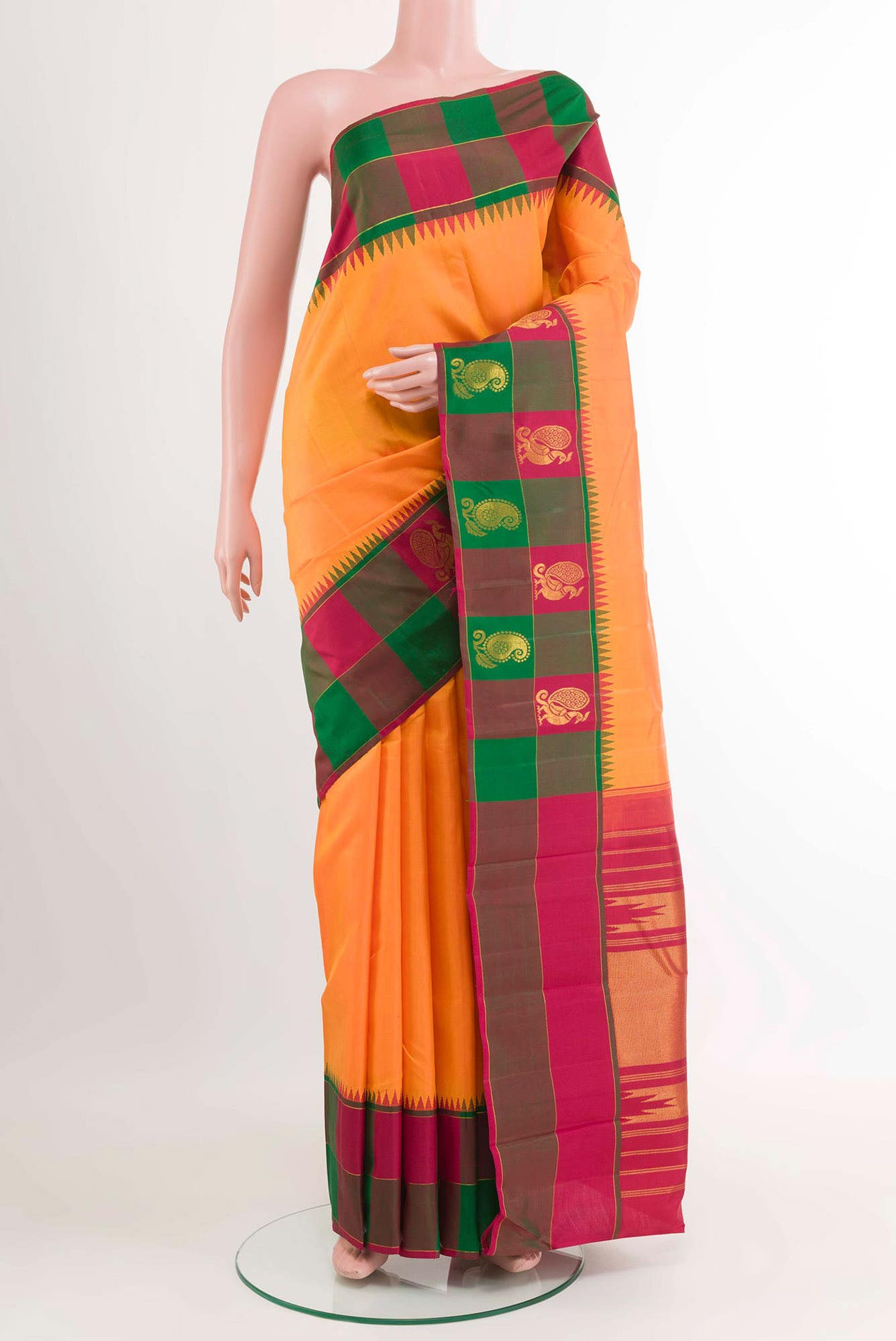 Yellow Kanchipuram Silk Saree