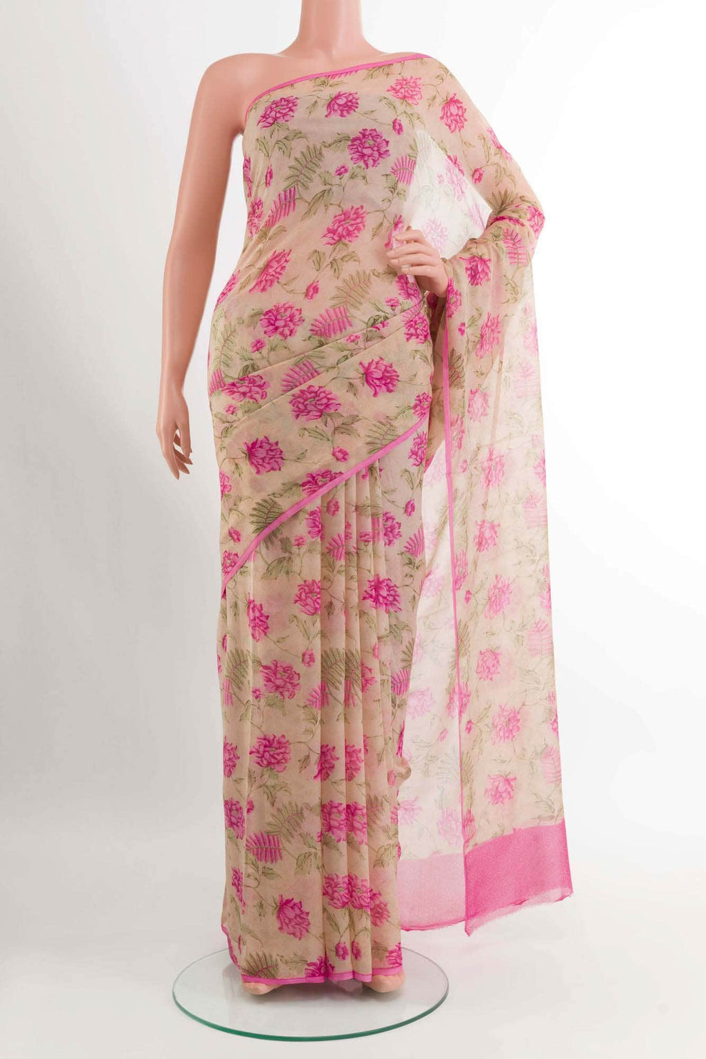 Beige Chiffon Saree